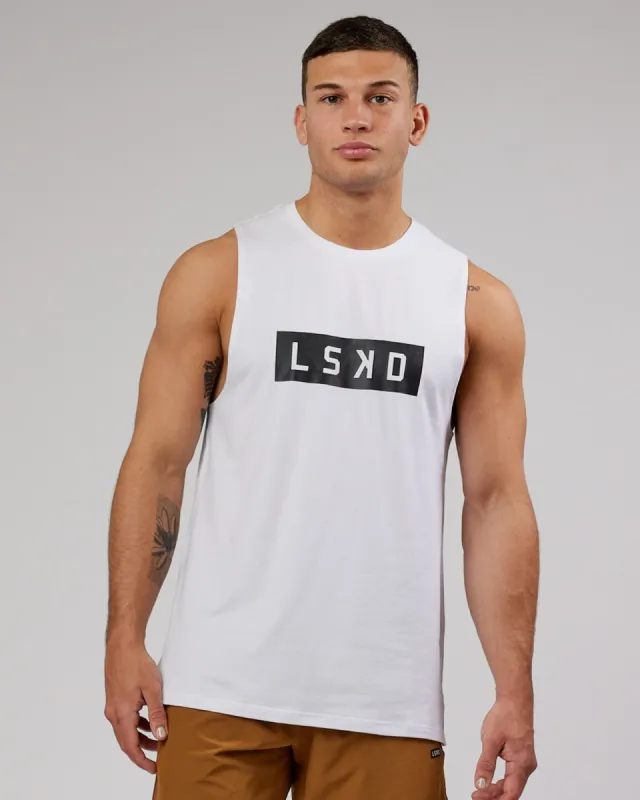 Strength FLXCotton Training Fit Tank - White-Black sold by LSKD