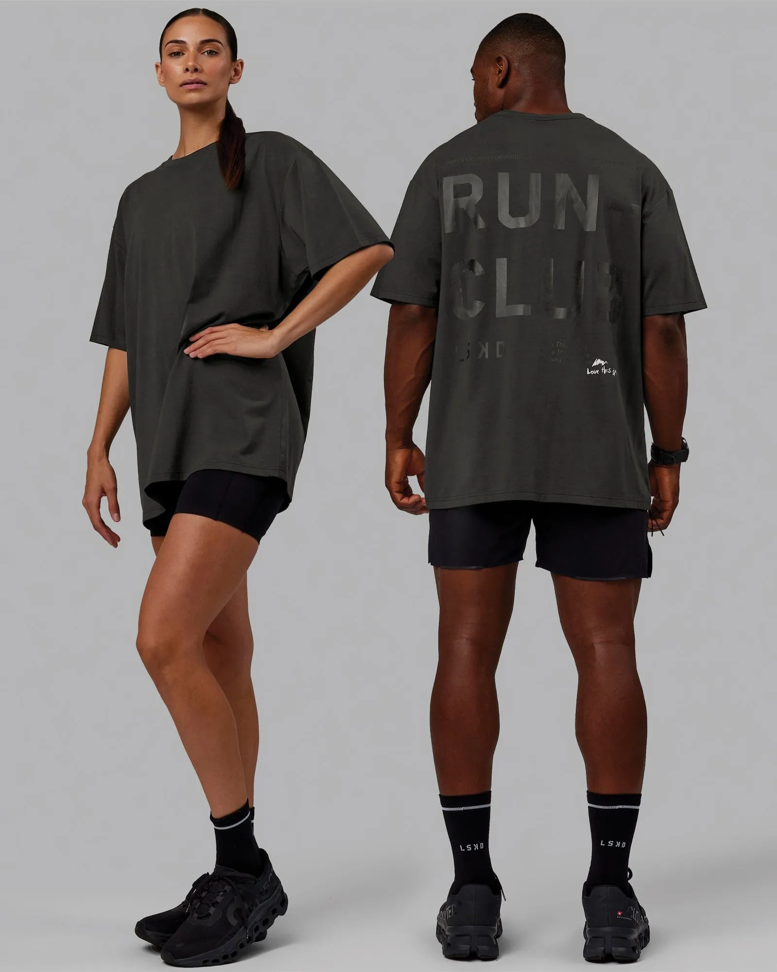 Unisex Love The Run FLXCotton Tee Oversize - Pirate Black-Black sold by LSKD