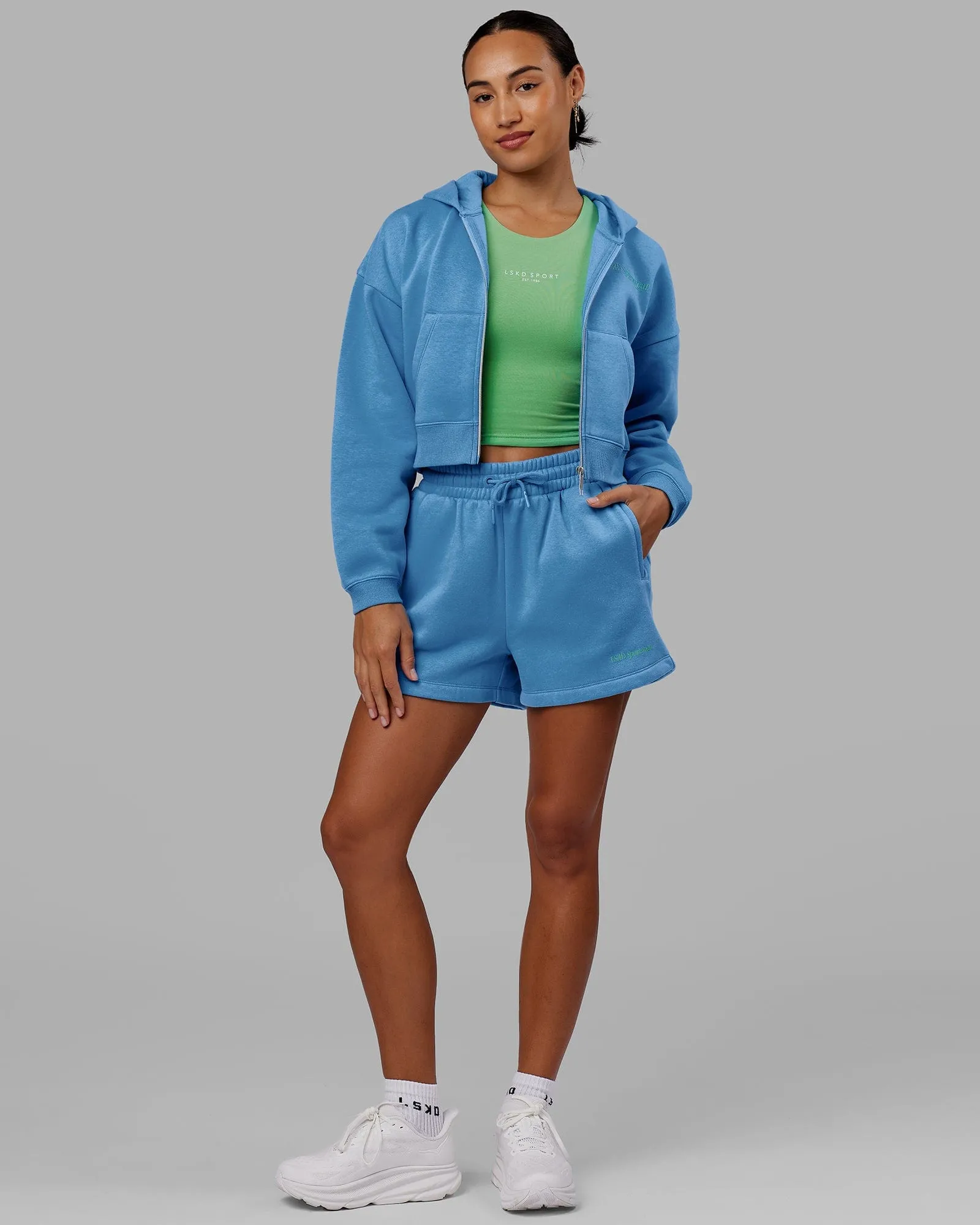 Motion Cropped Hoodie - Azure Blue sold by LSKD product image thumbnail 2