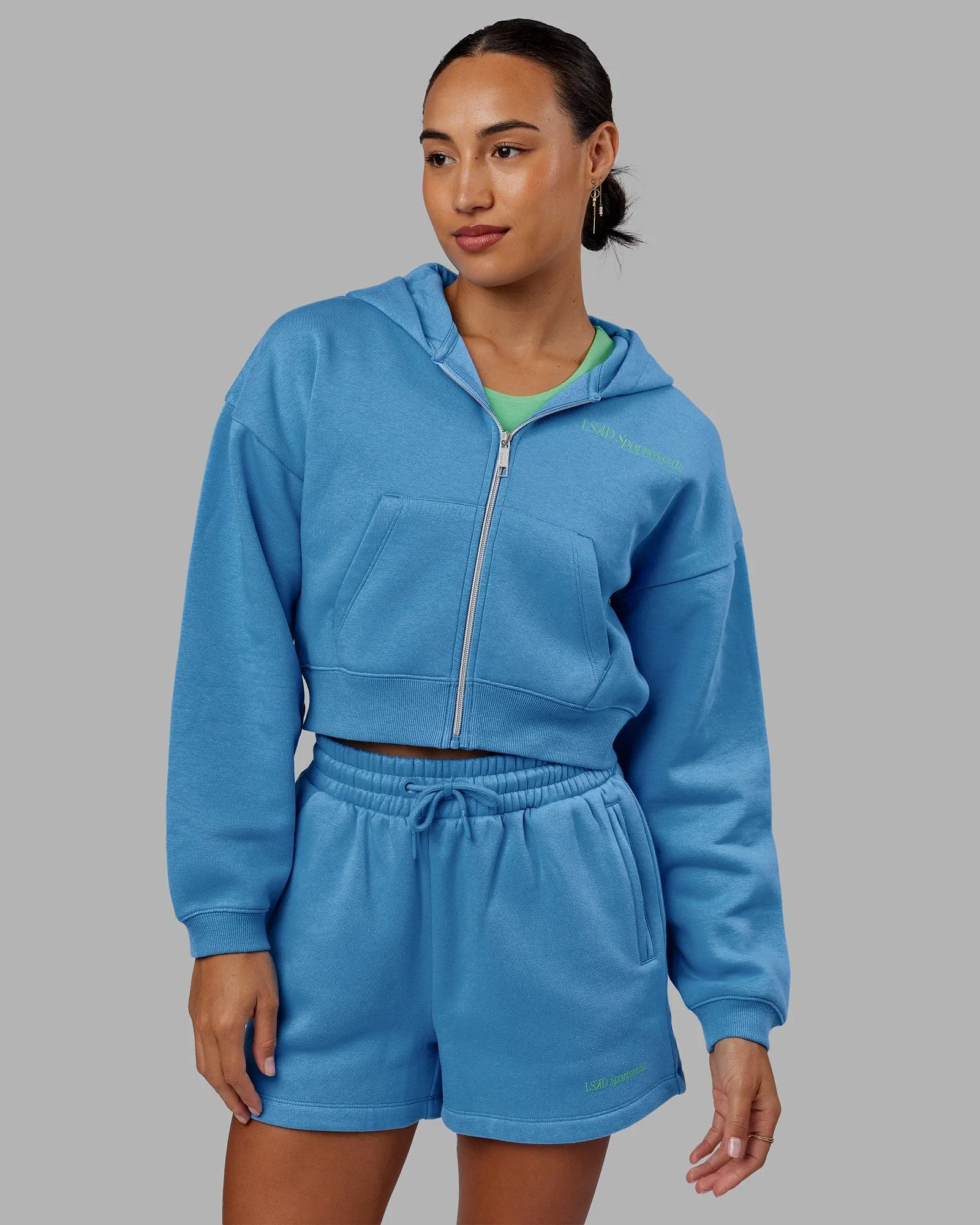 Motion Cropped Hoodie - Azure Blue sold by LSKD product image thumbnail 4