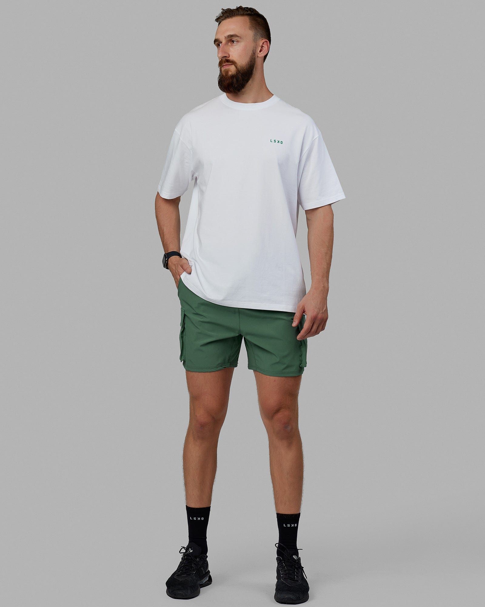 Unisex VS3 FLXCotton Tee Oversize - White-Green Tambourine sold by LSKD product image thumbnail 5