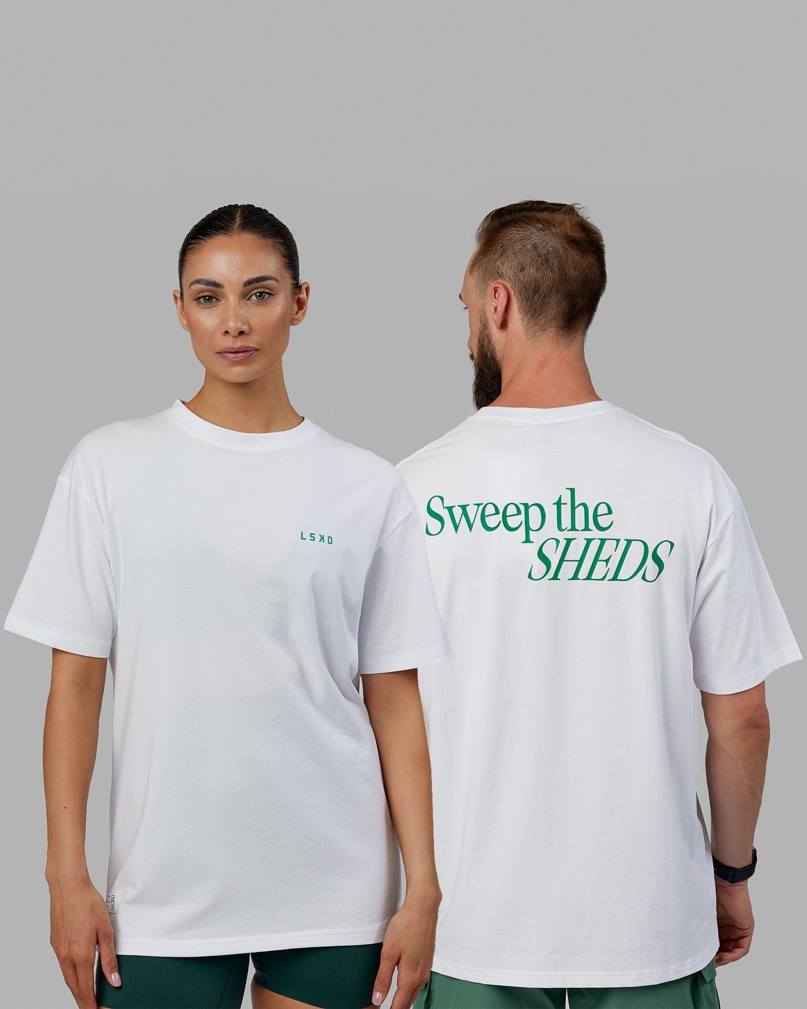 Unisex VS3 FLXCotton Tee Oversize - White-Green Tambourine sold by LSKD product image thumbnail 2