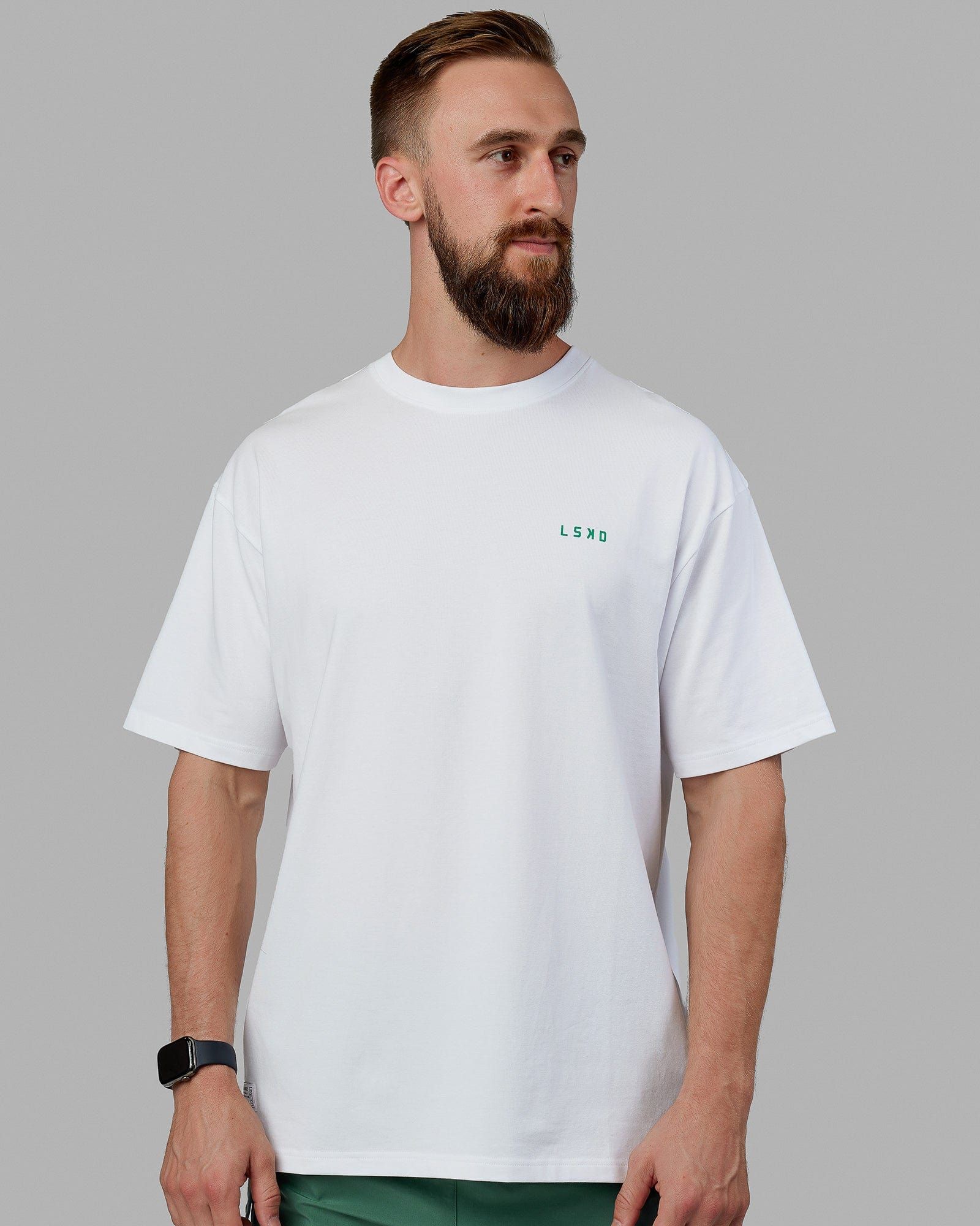 Unisex VS3 FLXCotton Tee Oversize - White-Green Tambourine sold by LSKD product image thumbnail 3