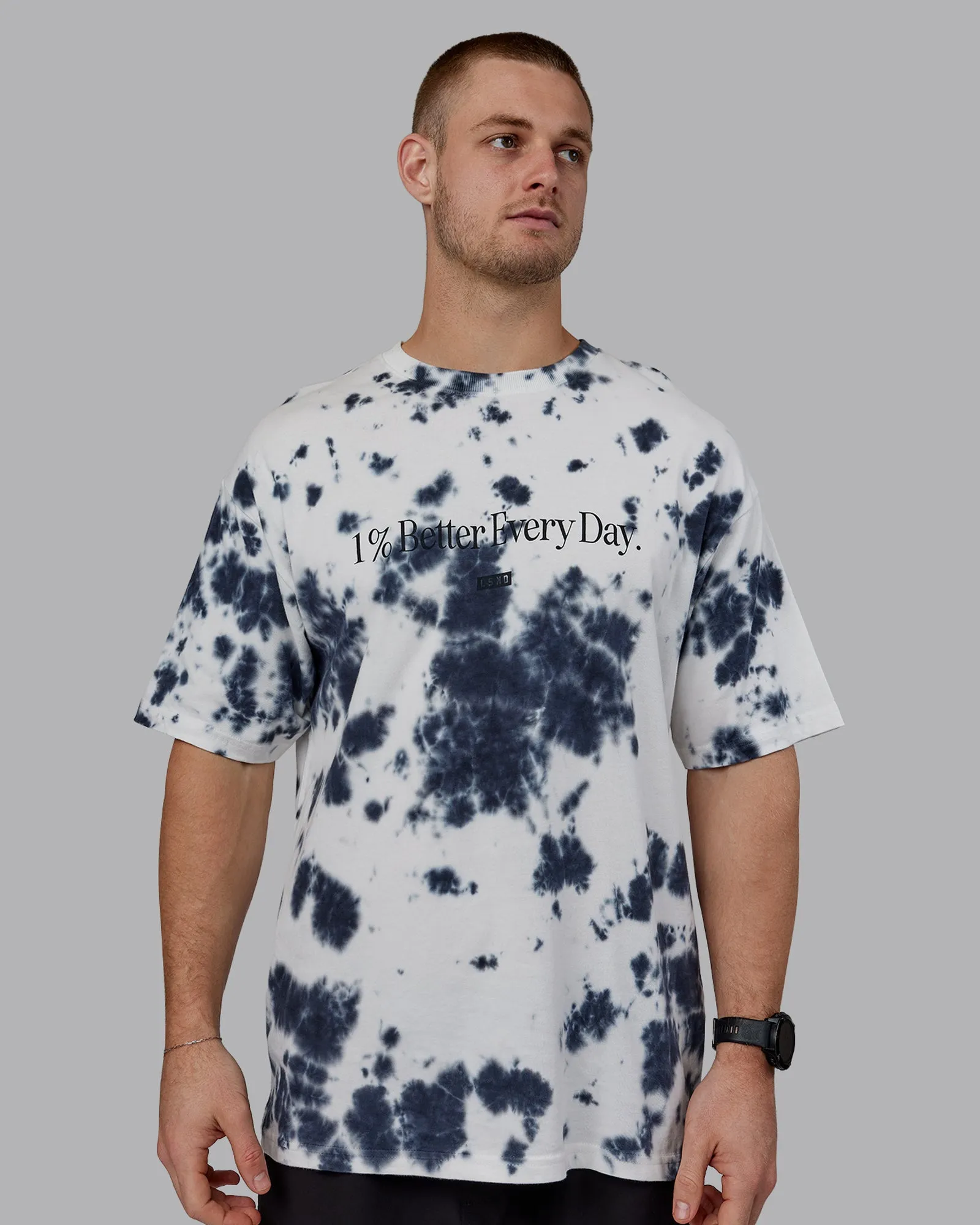 1% Better Heavyweight Oversize Tee - White-Black Tie Dye sold by LSKD product image thumbnail 3
