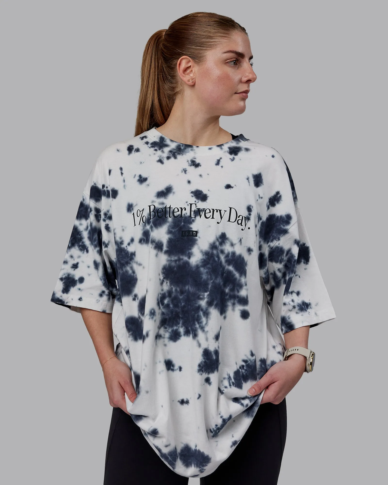 1% Better Heavyweight Oversize Tee - White-Black Tie Dye sold by LSKD product image thumbnail 2