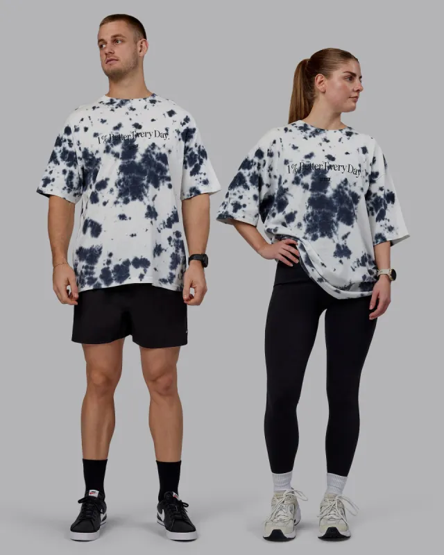 1% Better Heavyweight Oversize Tee - White-Black Tie Dye sold by LSKD
