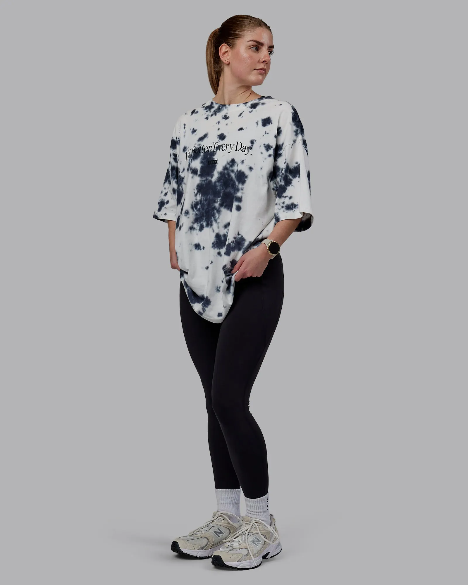 1% Better Heavyweight Oversize Tee - White-Black Tie Dye sold by LSKD product image thumbnail 5