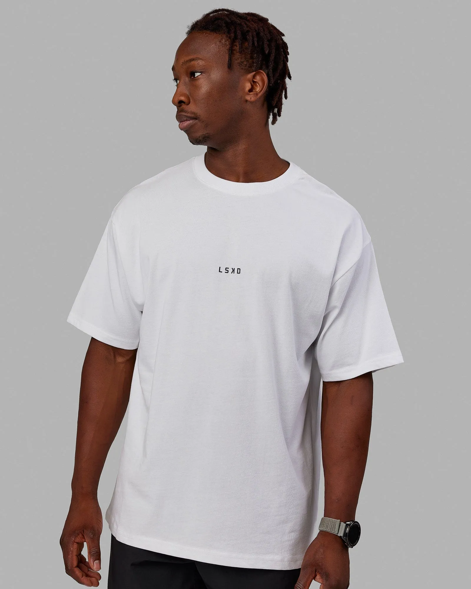 Unisex Process Heavyweight Tee Oversize - White-Grey sold by LSKD product image thumbnail 3