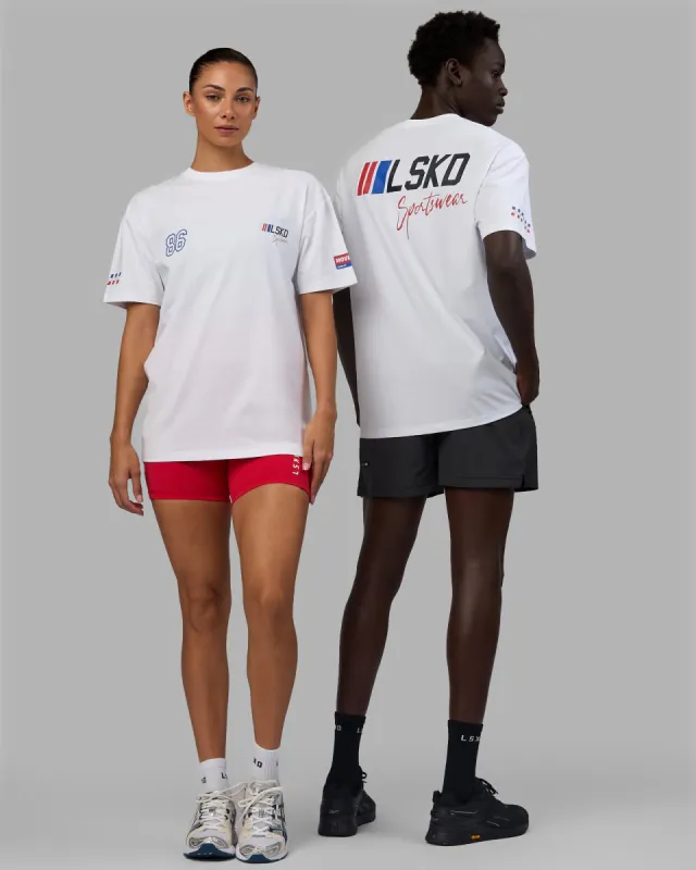 Unisex Redline FLXCotton Tee Oversize - White-Navy sold by LSKD