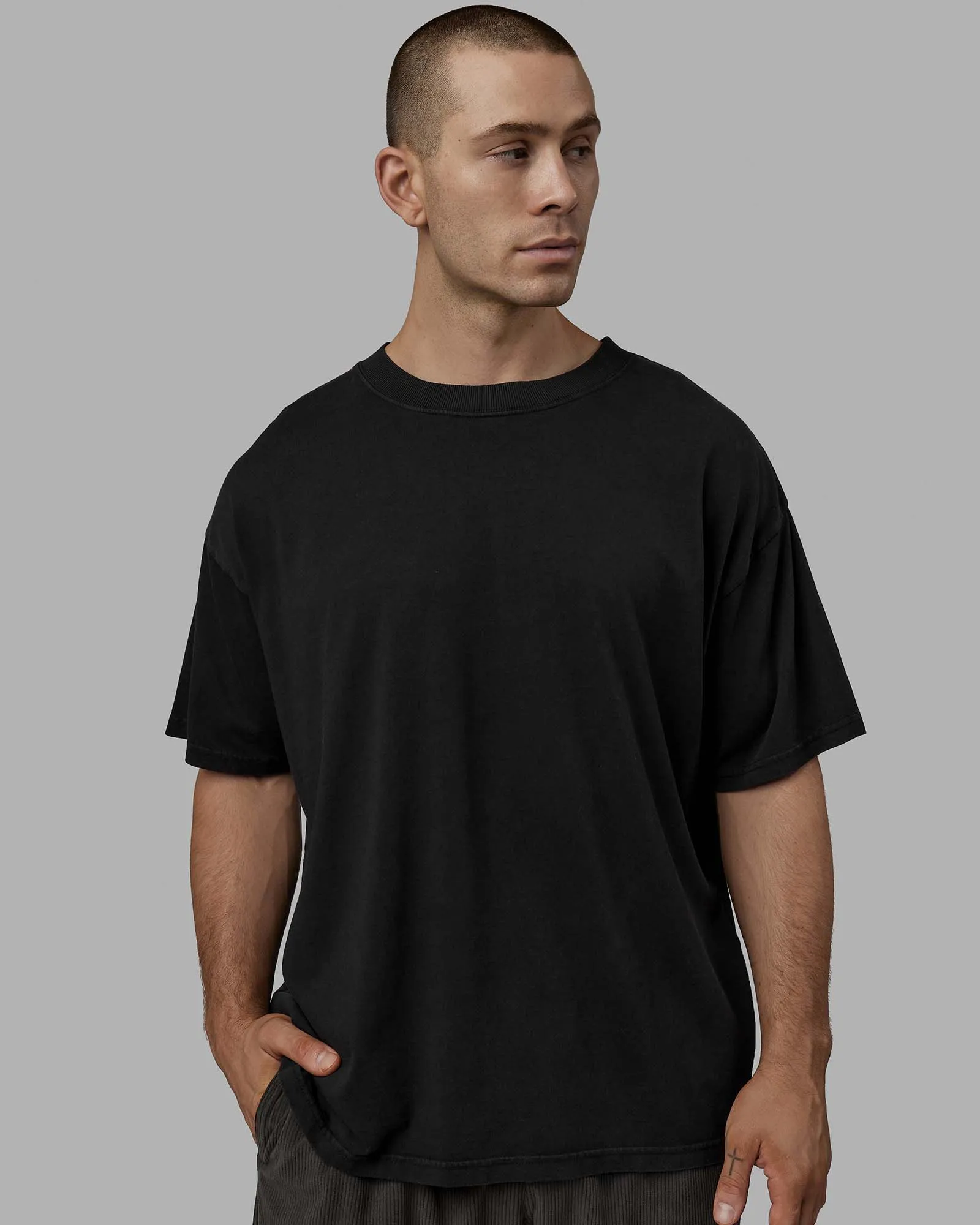 Unisex Washed Move Fast Heavyweight Tee Oversize - Black-Off White sold by LSKD product image thumbnail 5