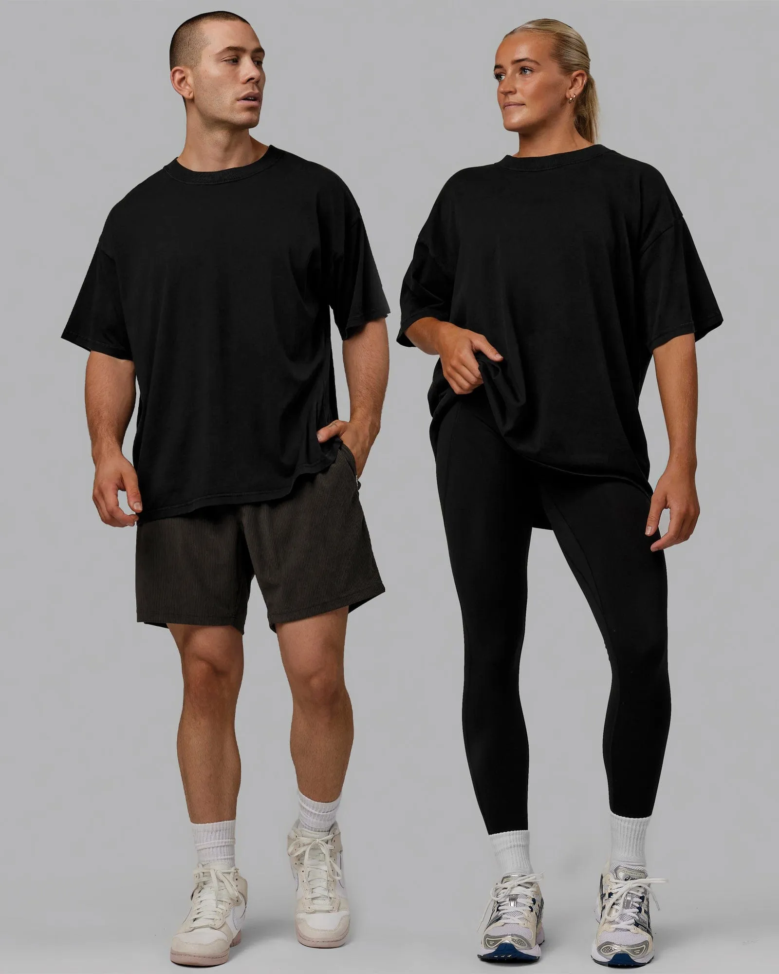 Unisex Washed Move Fast Heavyweight Tee Oversize - Black-Off White sold by LSKD