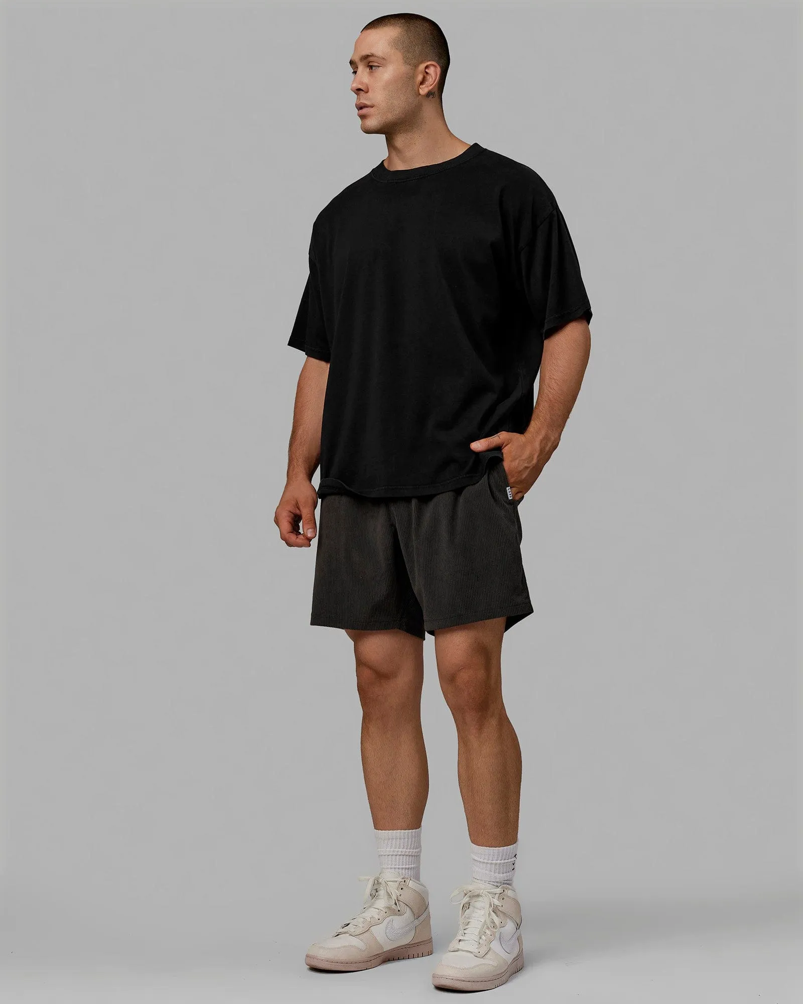 Unisex Washed Move Fast Heavyweight Tee Oversize - Black-Off White sold by LSKD product image thumbnail 3