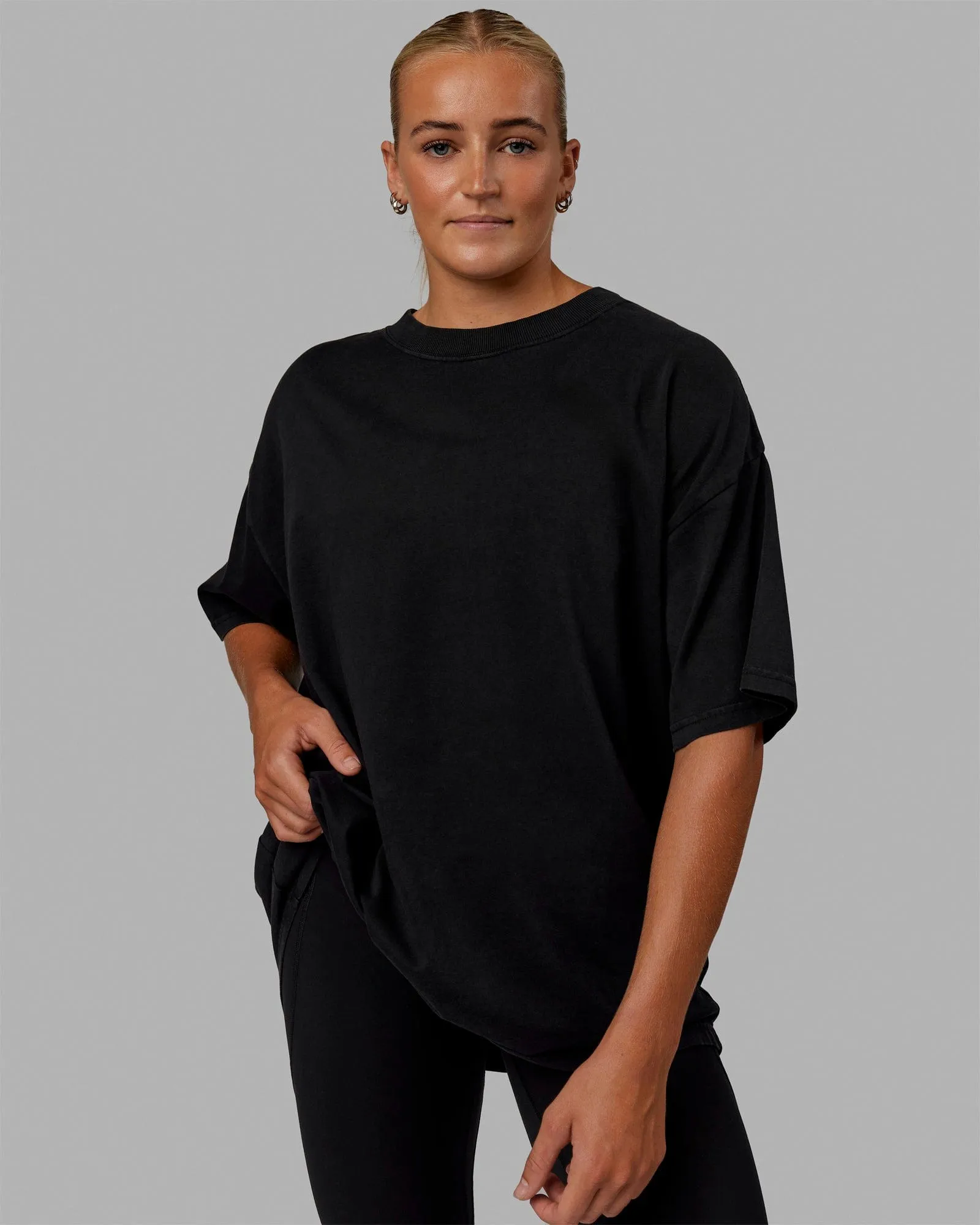 Unisex Washed Move Fast Heavyweight Tee Oversize - Black-Off White sold by LSKD product image thumbnail 4