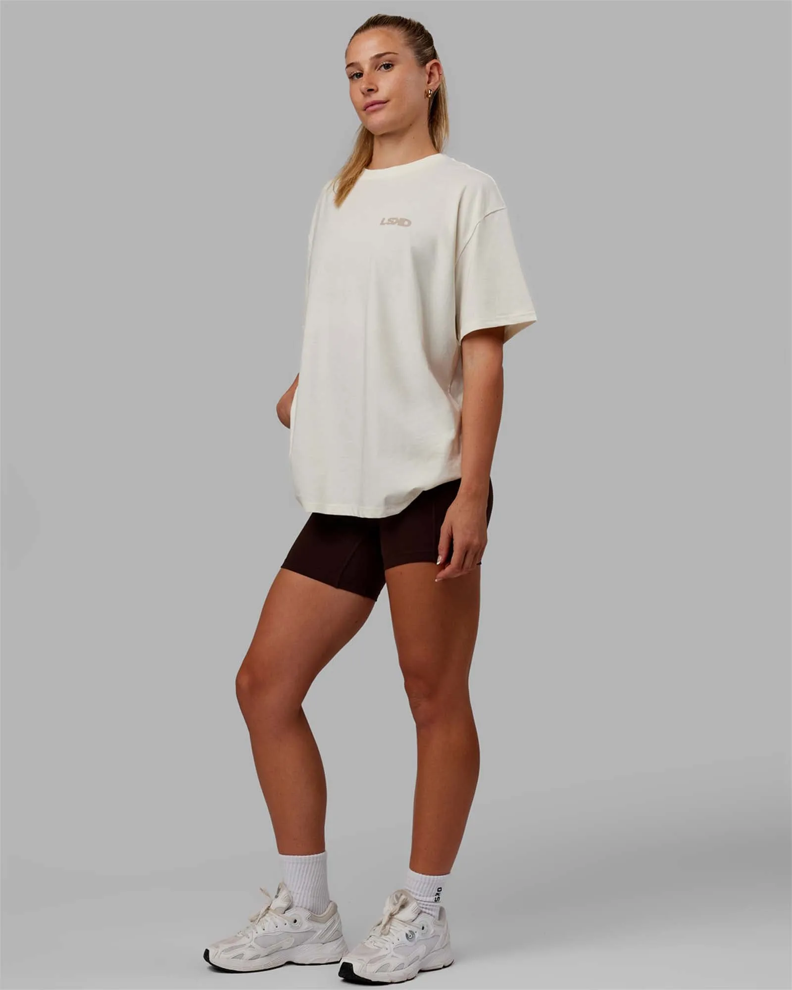 E.T.J FLXCotton Oversized Tee - Off White-Taupe sold by LSKD product image thumbnail 3