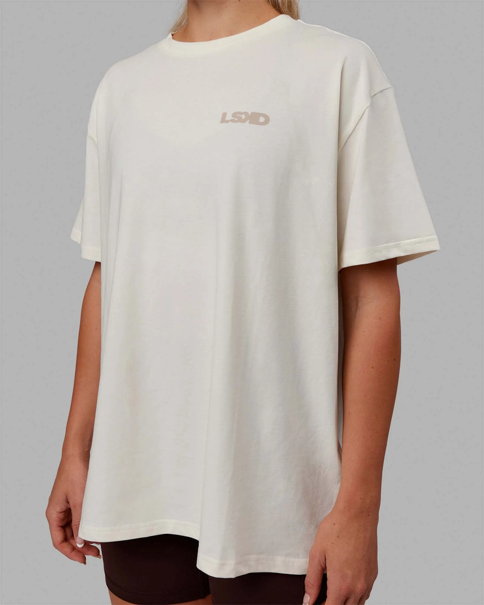 E.T.J FLXCotton Oversized Tee - Off White-Taupe sold by LSKD product image thumbnail 4