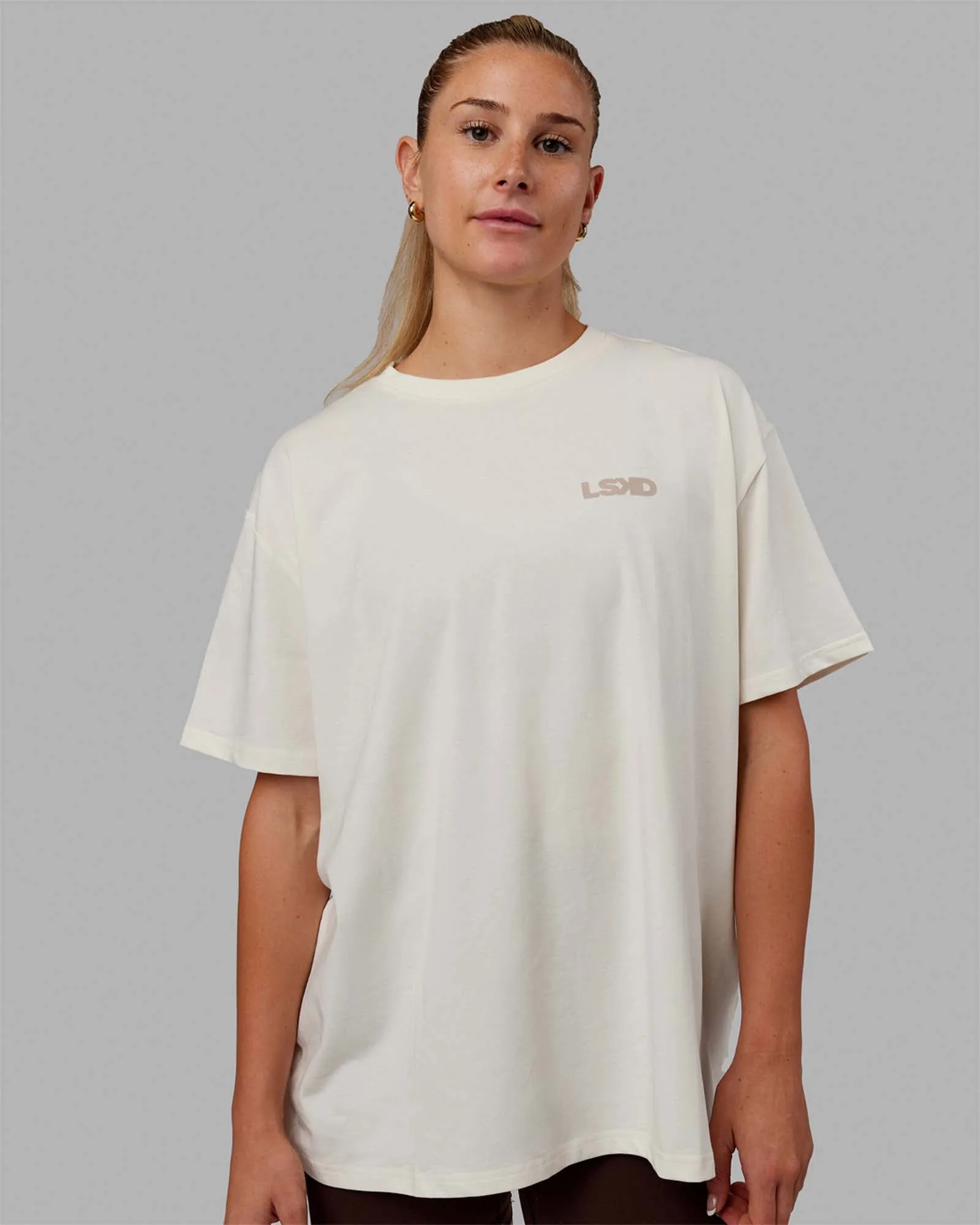 E.T.J FLXCotton Oversized Tee - Off White-Taupe sold by LSKD product image thumbnail 2