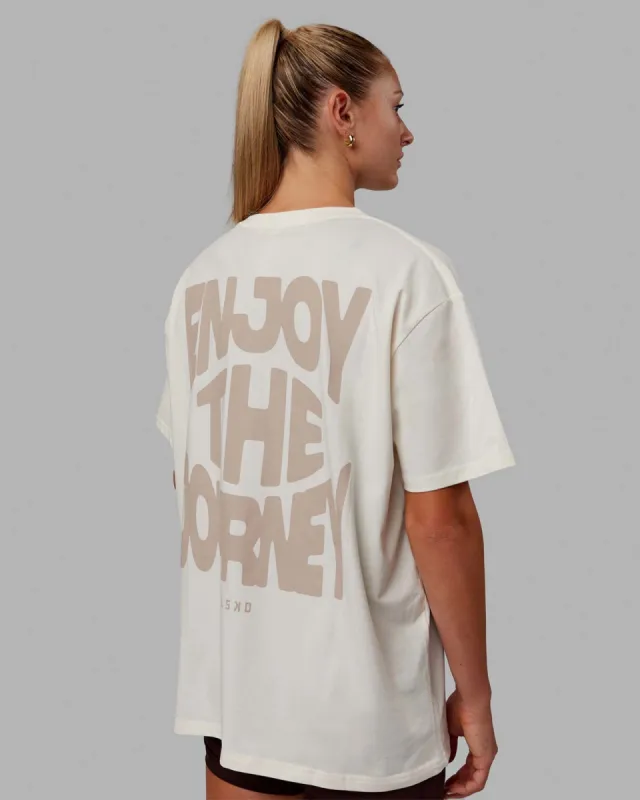 E.T.J FLXCotton Oversized Tee - Off White-Taupe sold by LSKD