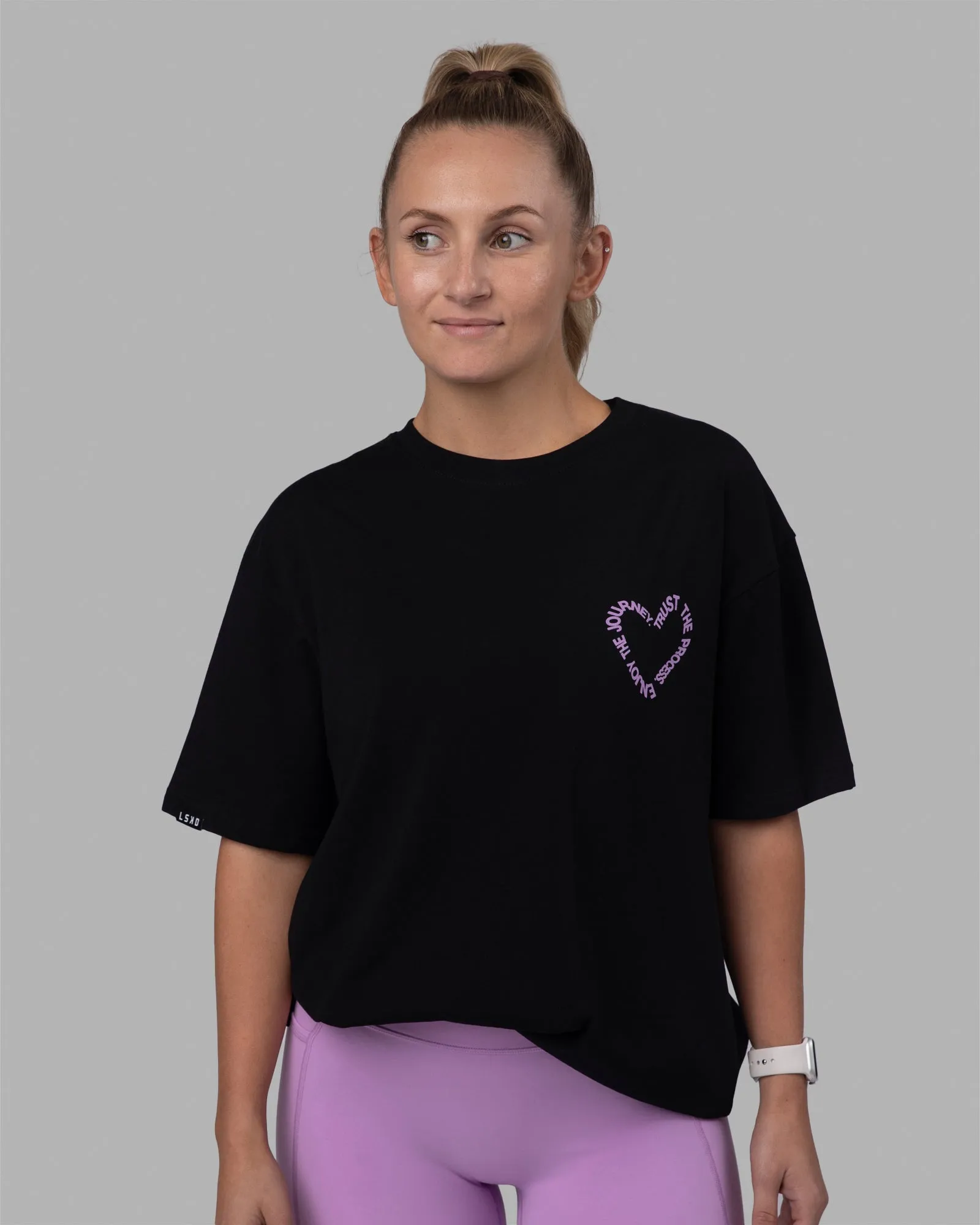 Unisex Love The Process FLXCotton Tee Oversize - Black-Light Violet sold by LSKD product image thumbnail 3