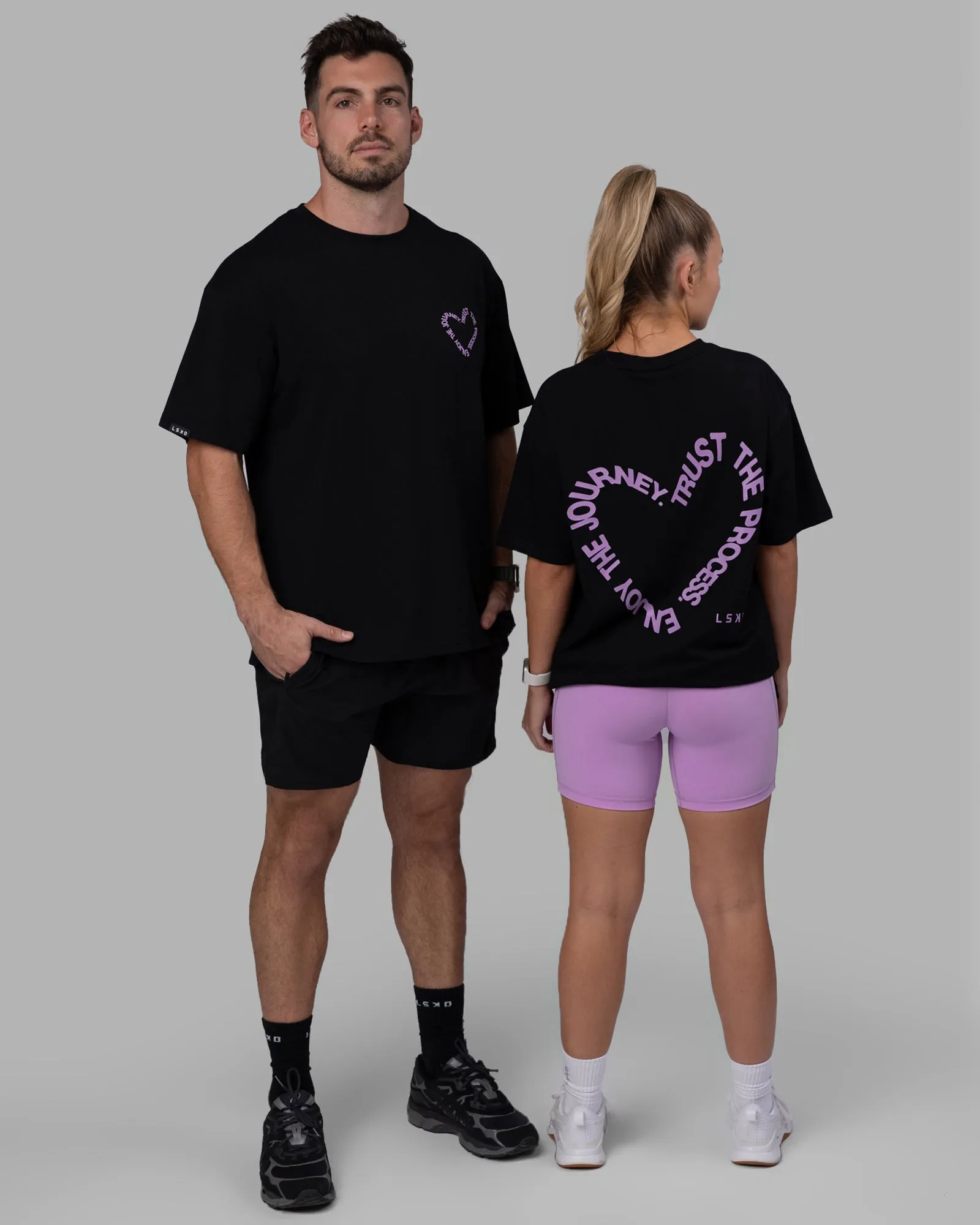 Unisex Love The Process FLXCotton Tee Oversize - Black-Light Violet sold by LSKD