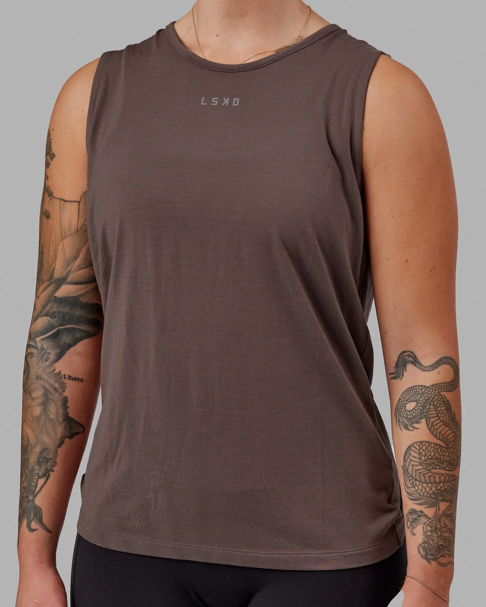 Swivel Open Back Tank - Peppercorn sold by LSKD product image thumbnail 5