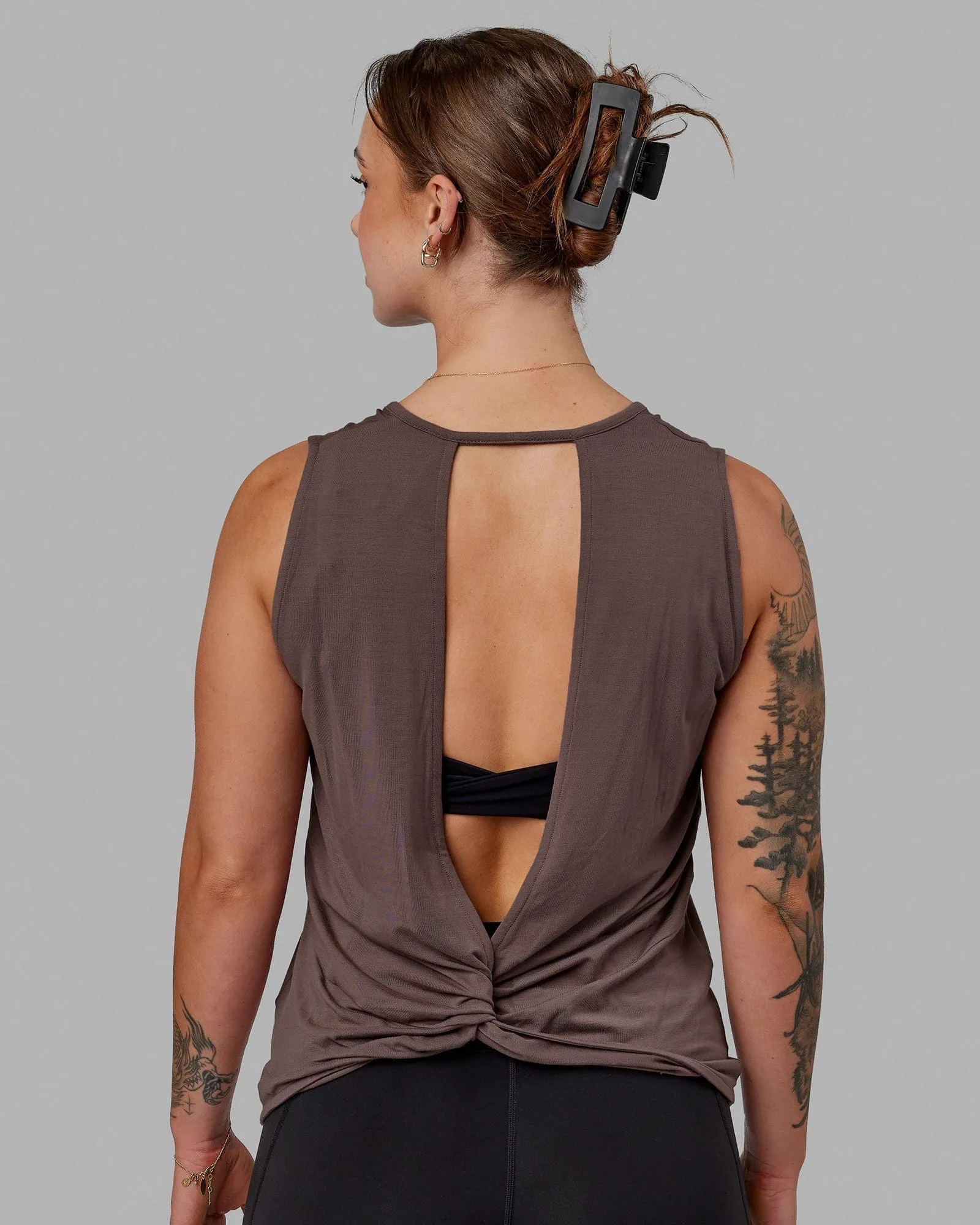 Swivel Open Back Tank - Peppercorn sold by LSKD product image thumbnail 2