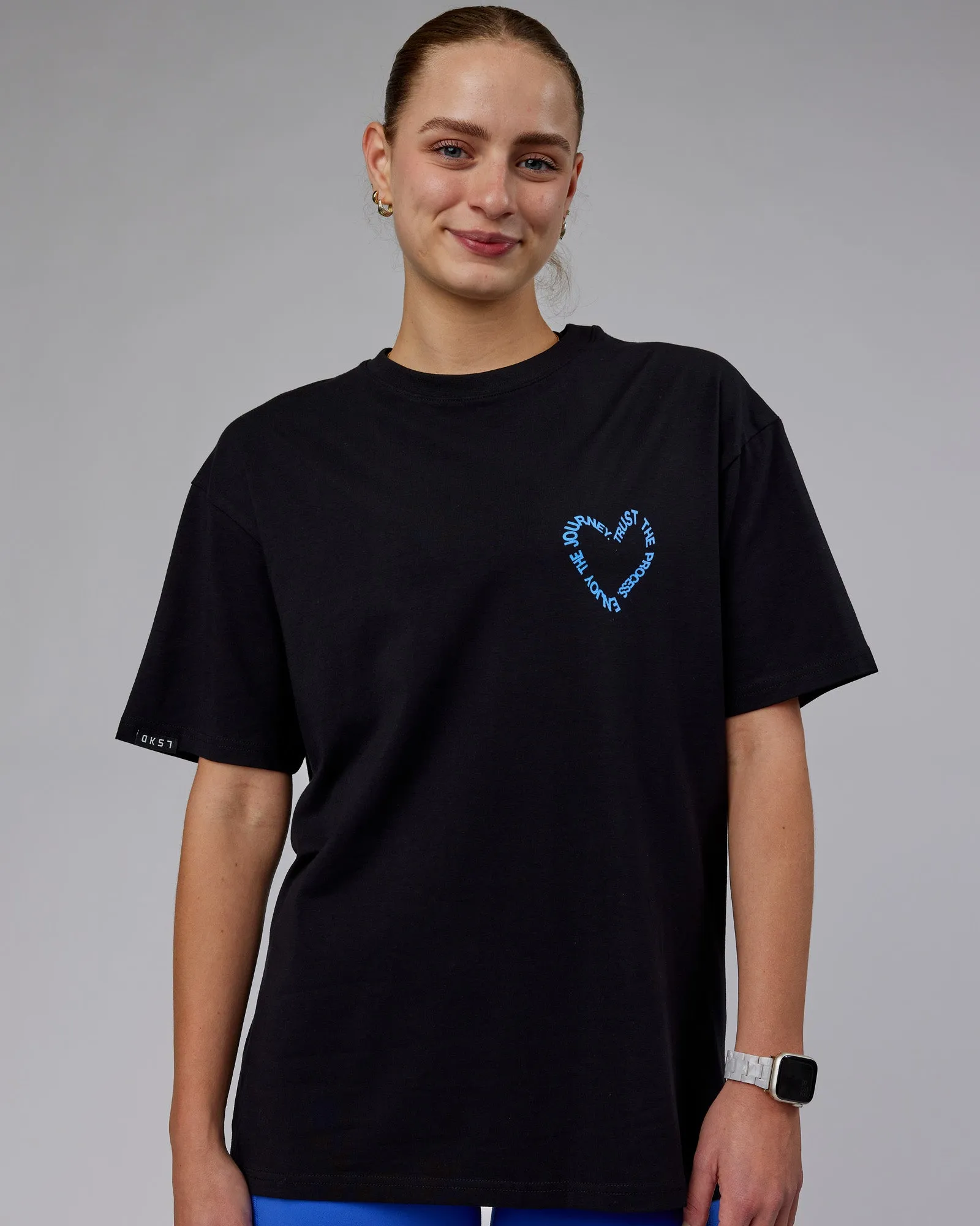 Unisex Love The Process FLXCotton Tee Oversize - Black-Power Cobalt sold by LSKD product image thumbnail 4