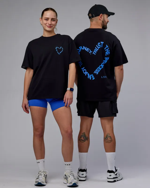 Unisex Love The Process FLXCotton Tee Oversize - Black-Power Cobalt sold by LSKD