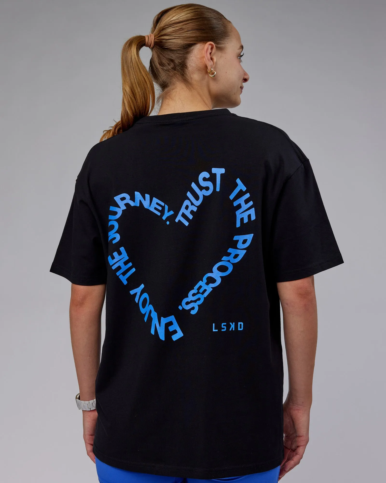 Unisex Love The Process FLXCotton Tee Oversize - Black-Power Cobalt sold by LSKD product image thumbnail 2