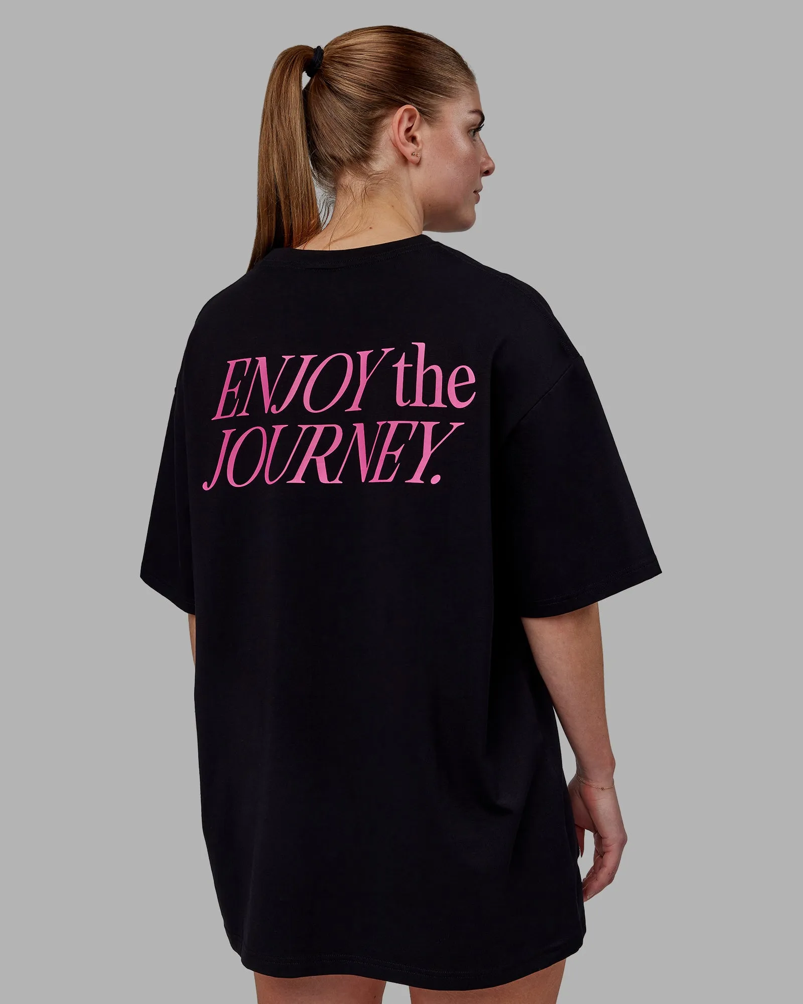 Unisex VS1 FLXCotton Tee Oversize - Black-Fuschia Pink sold by LSKD product image thumbnail 2