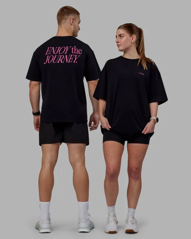 Unisex VS1 FLXCotton Tee Oversize - Black-Fuschia Pink sold by LSKD