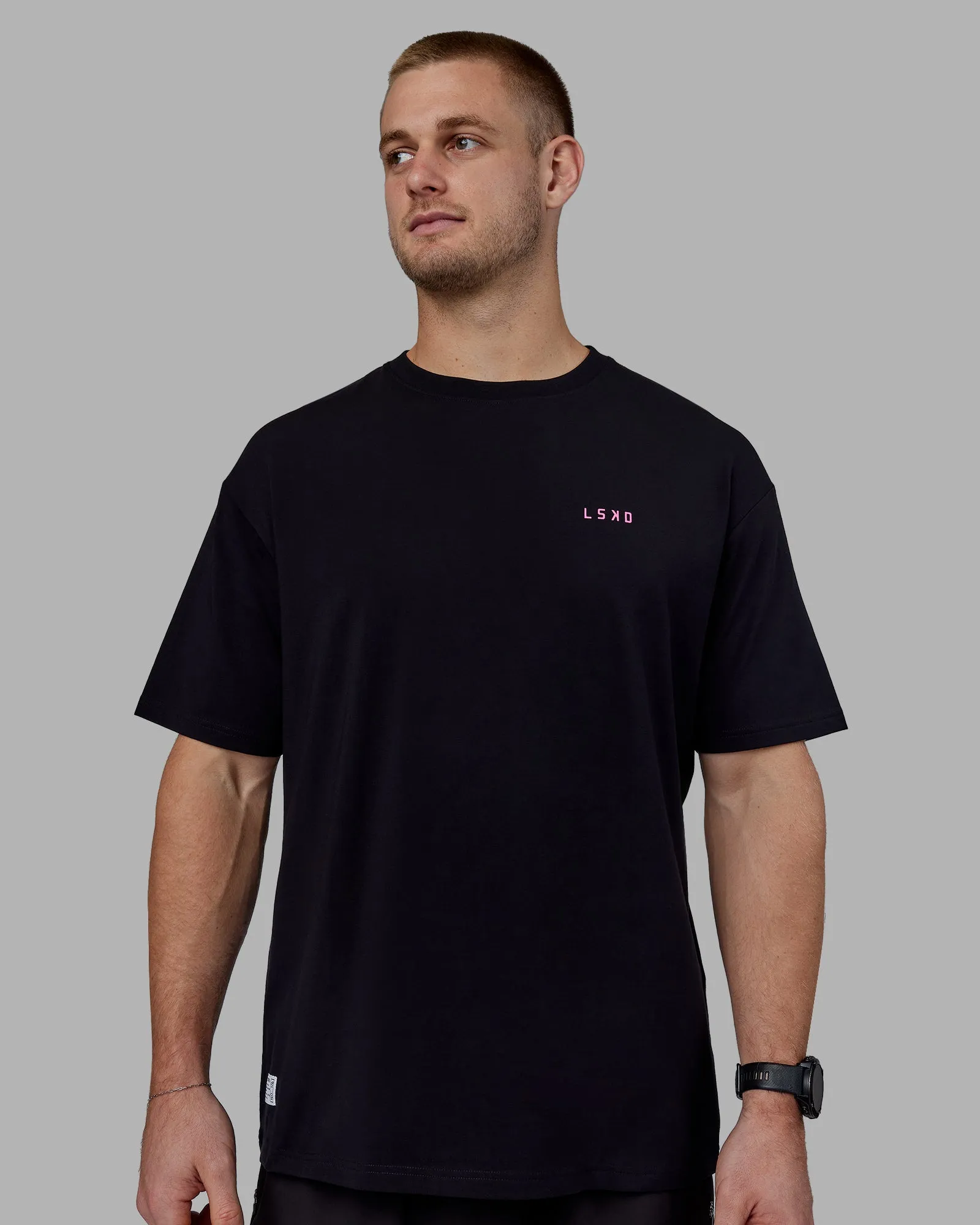 Unisex VS1 FLXCotton Tee Oversize - Black-Fuschia Pink sold by LSKD product image thumbnail 3