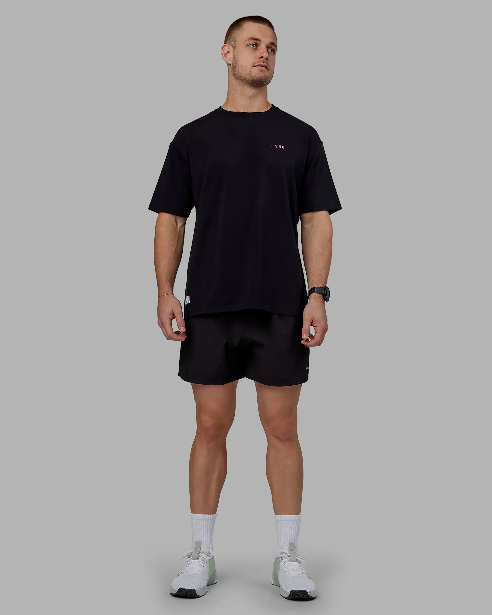 Unisex VS1 FLXCotton Tee Oversize - Black-Fuschia Pink sold by LSKD product image thumbnail 5