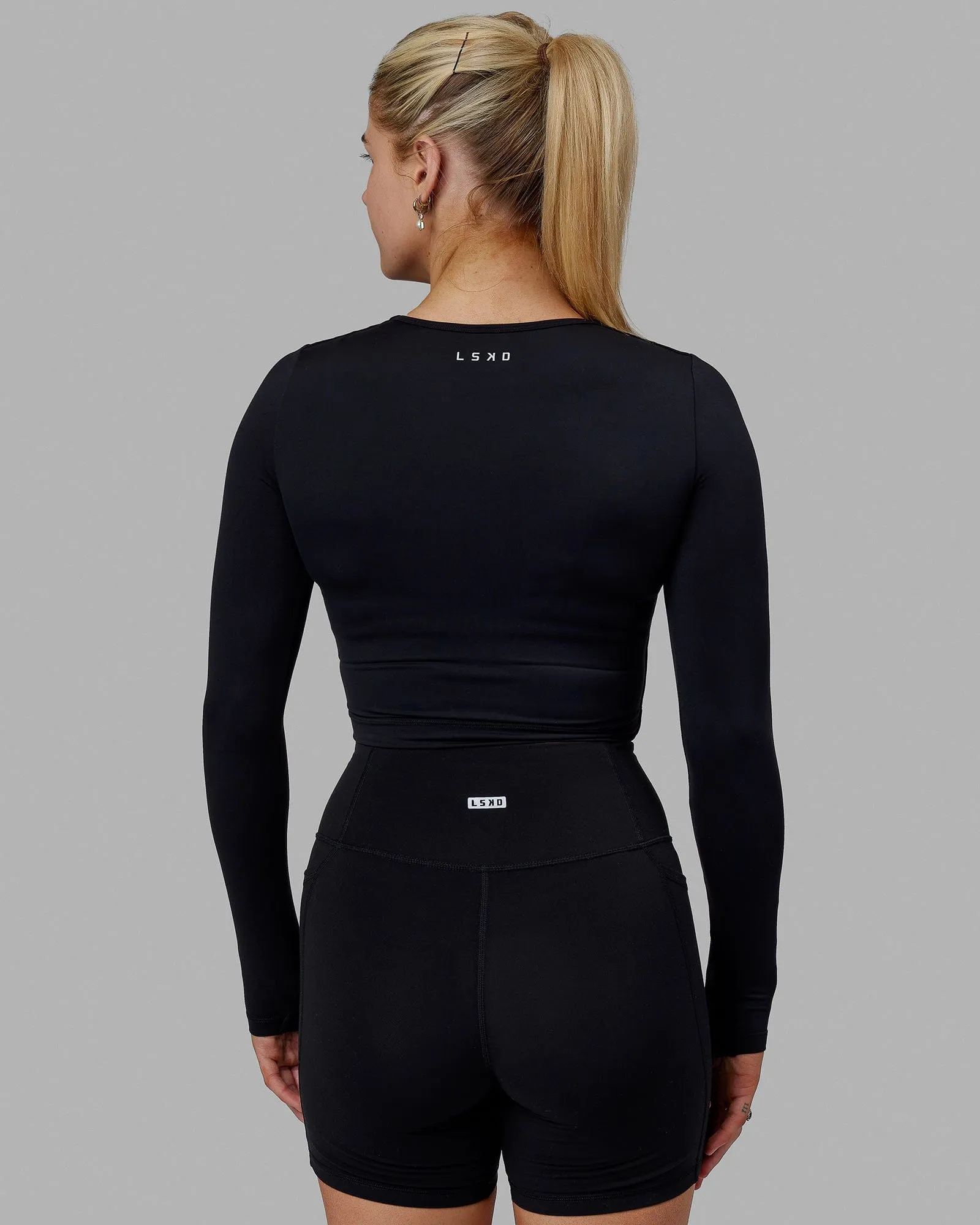 Staple Long Sleeve Cropped Tee - Black sold by LSKD product image thumbnail 4