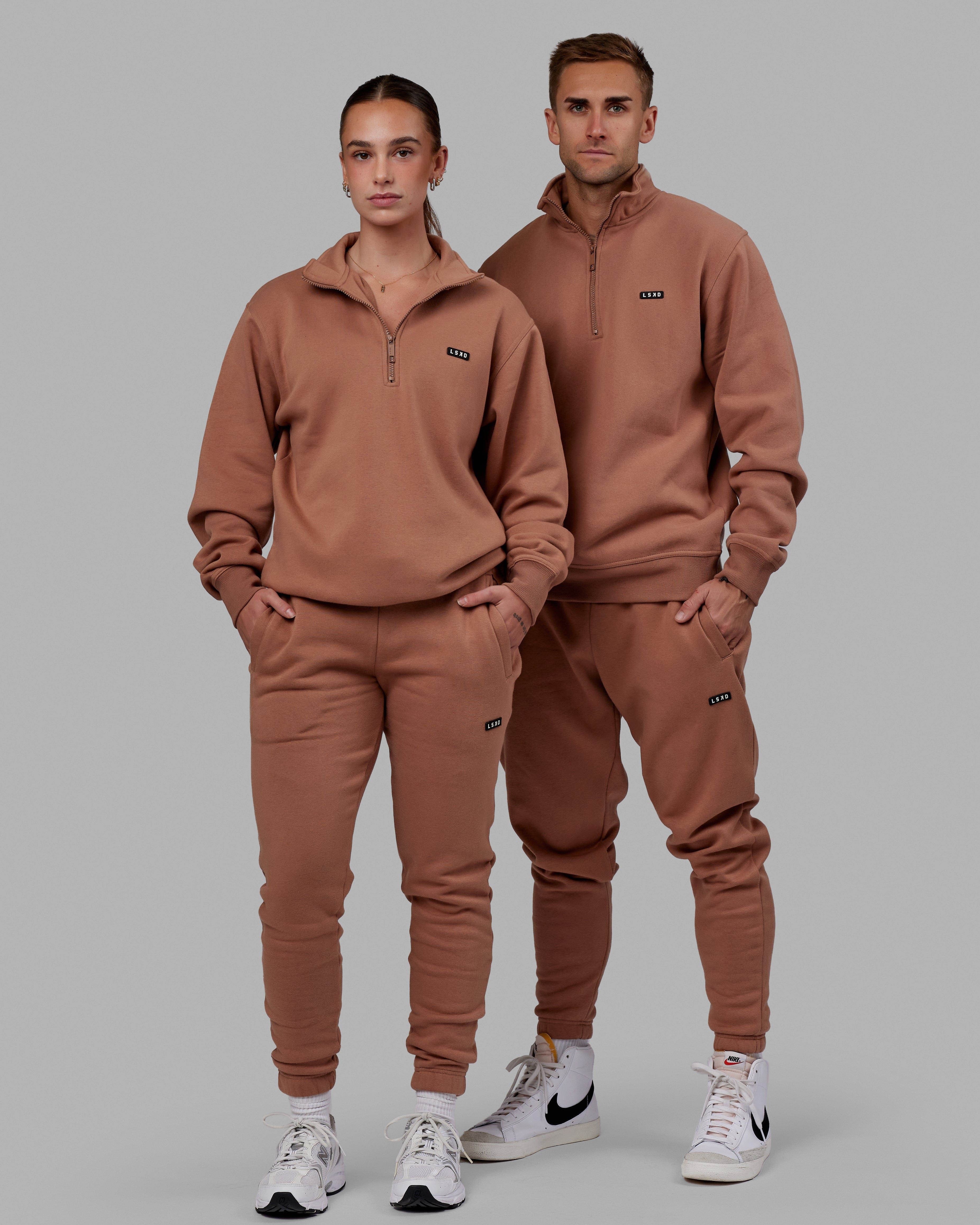 Unisex Fundamental 1/4 Zip Sweater - Raw Umber sold by LSKD