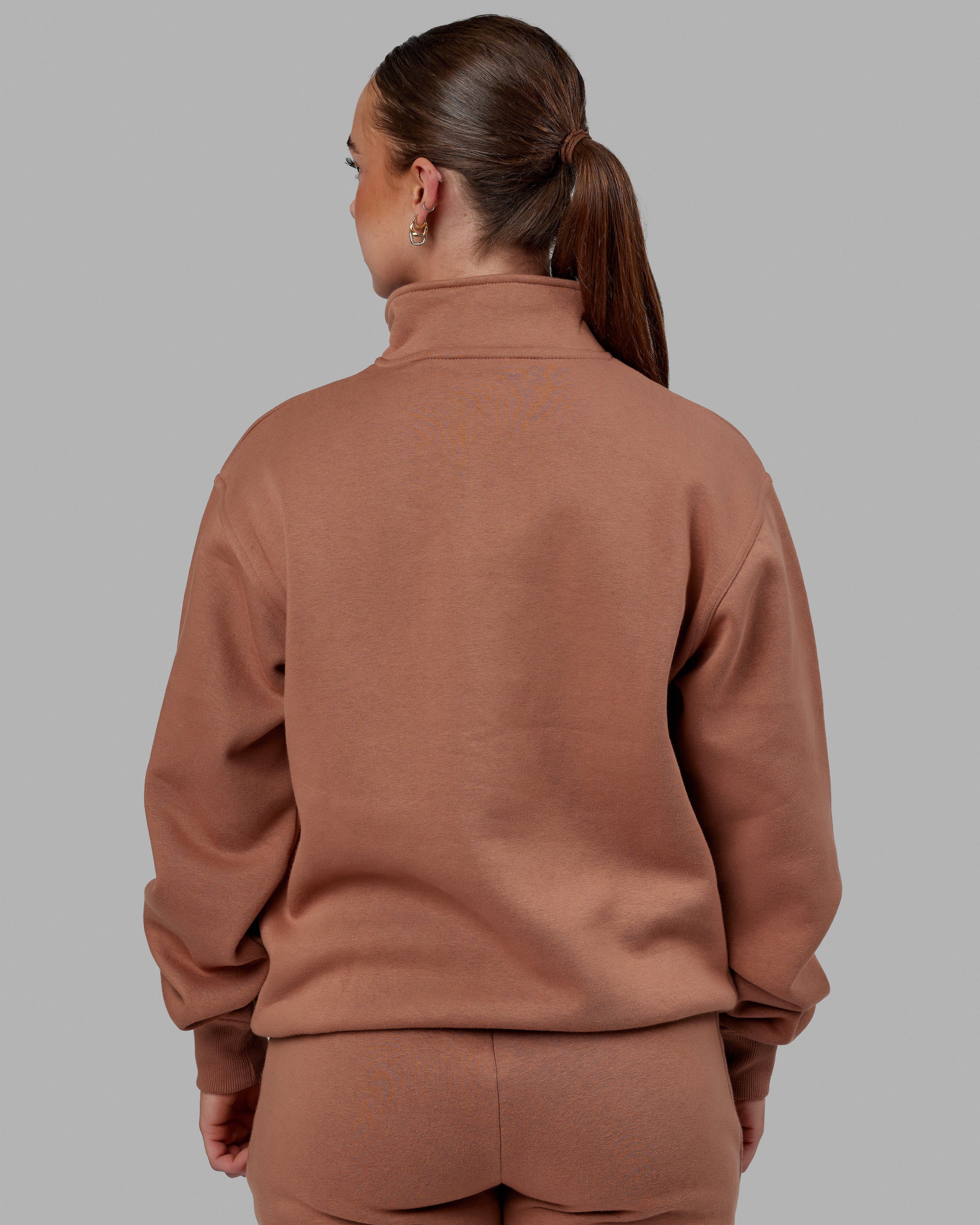 Unisex Fundamental 1/4 Zip Sweater - Raw Umber sold by LSKD product image thumbnail 4