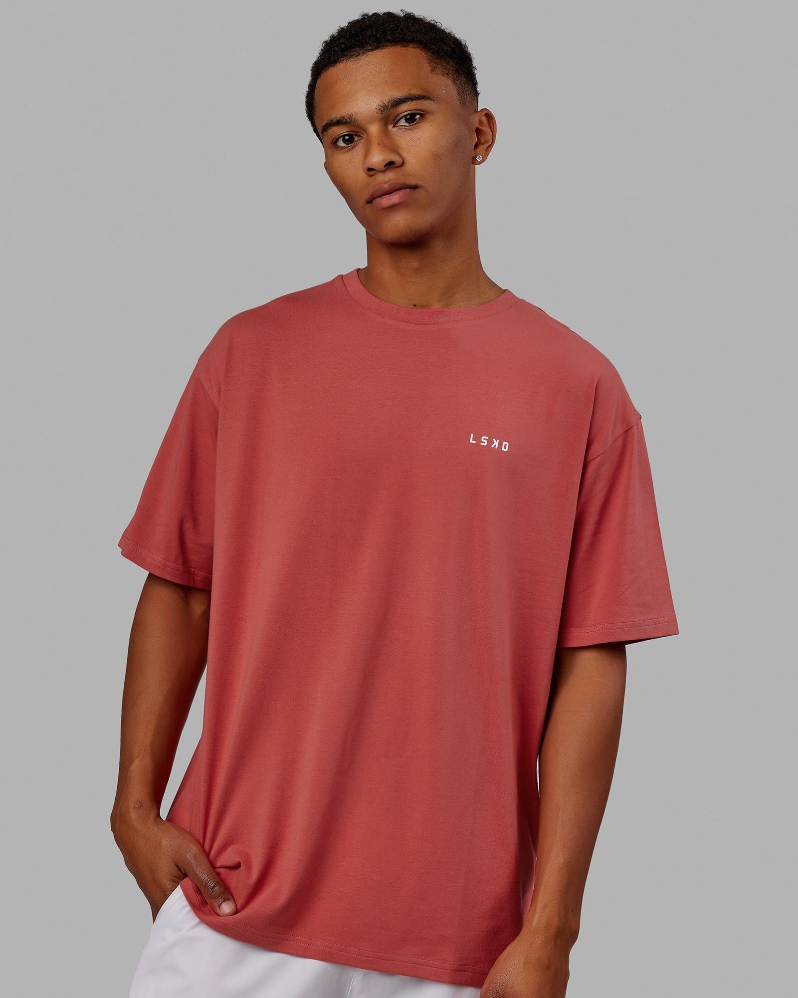 Unisex VS1 FLXCotton Tee Oversize - Mineral Red-White sold by LSKD product image thumbnail 3