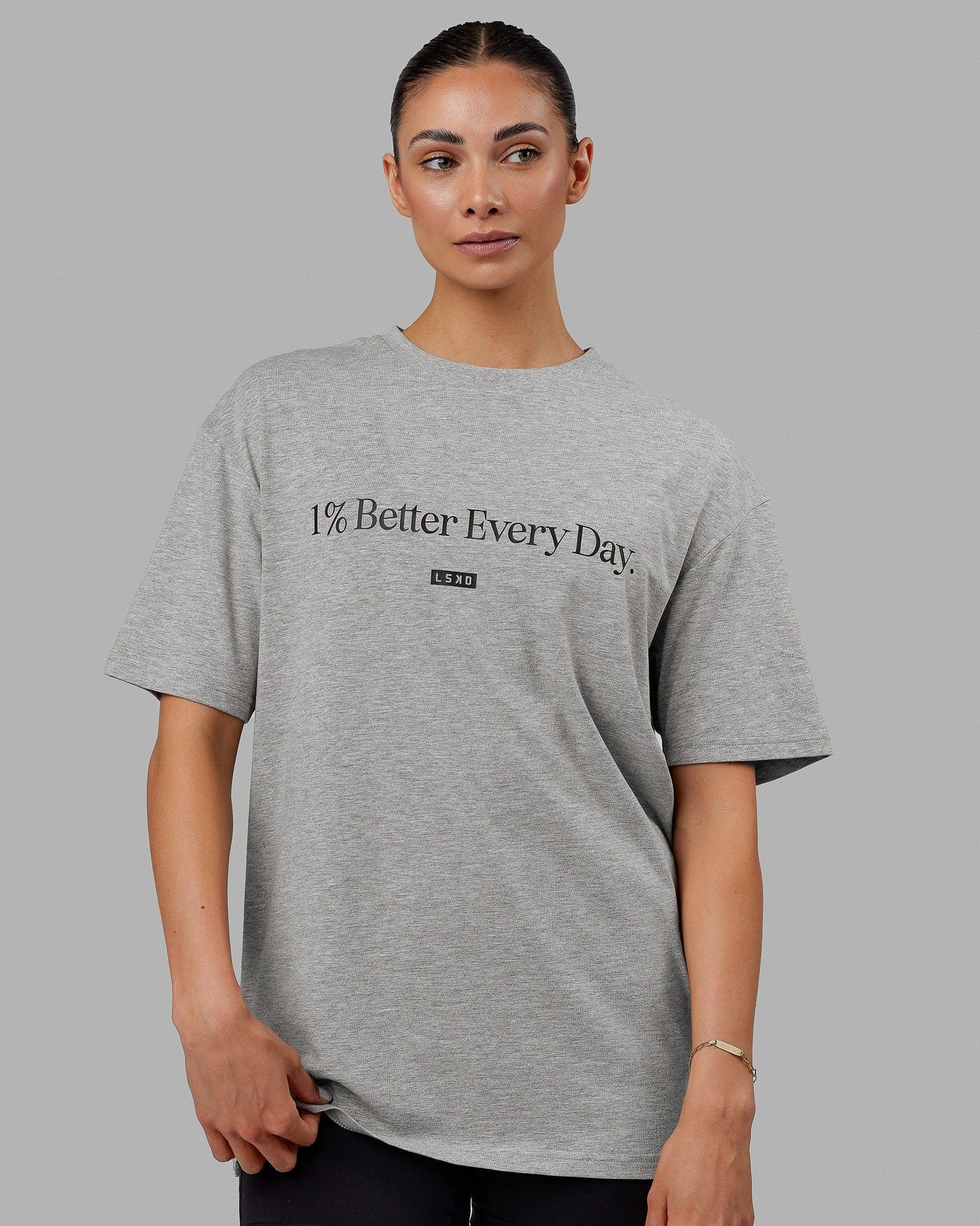 Unisex 1% Better FLXCotton Tee Oversize - Light Grey Marl-Black sold by LSKD product image thumbnail 2