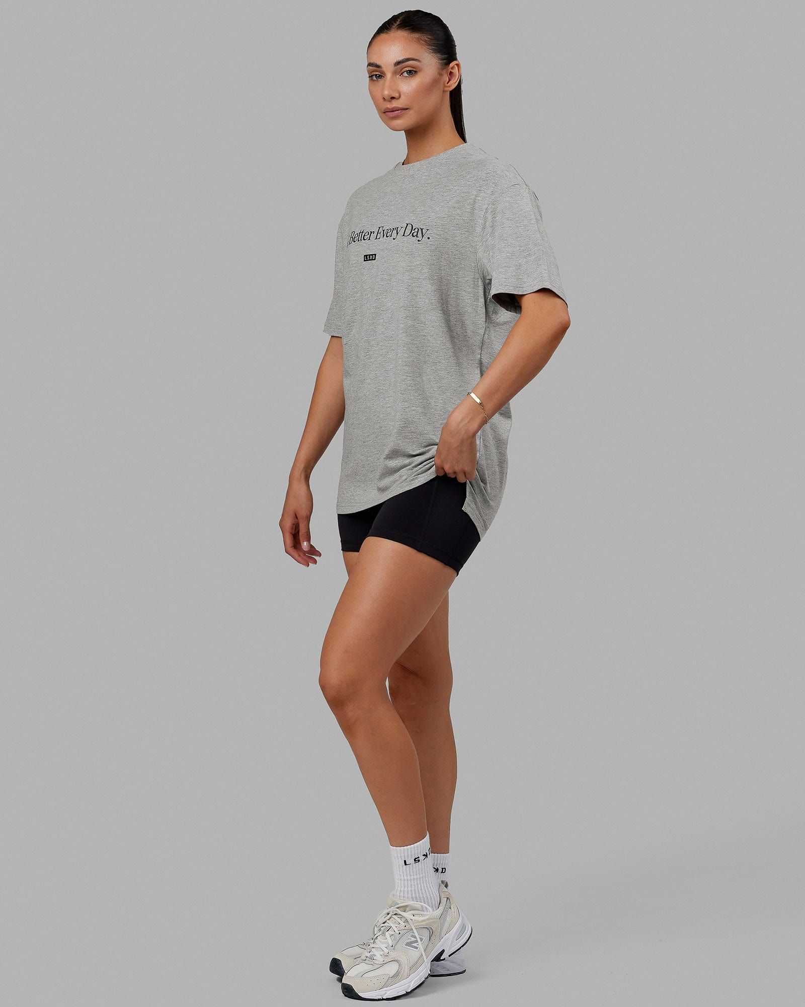 Unisex 1% Better FLXCotton Tee Oversize - Light Grey Marl-Black sold by LSKD product image thumbnail 5