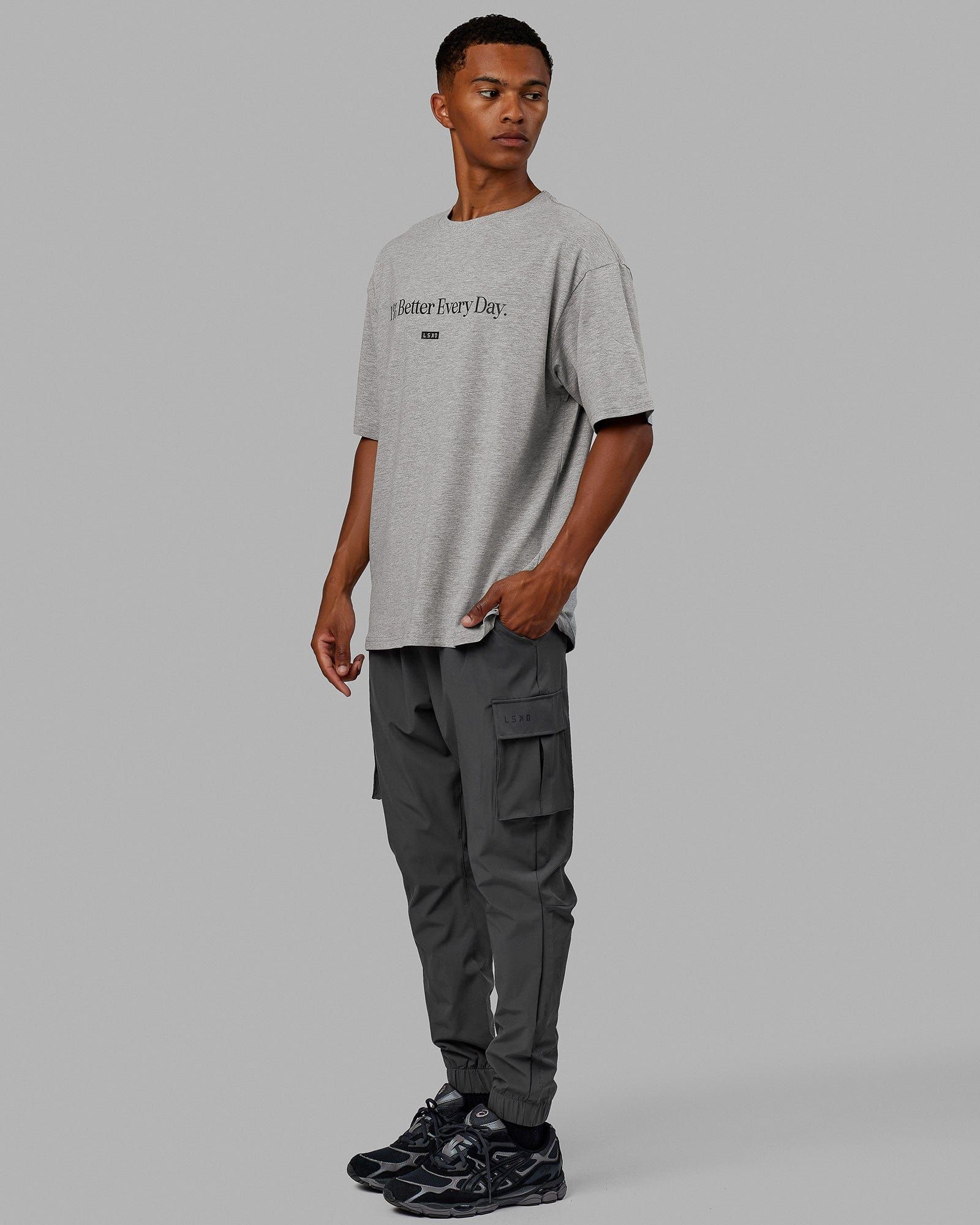 Unisex 1% Better FLXCotton Tee Oversize - Light Grey Marl-Black sold by LSKD product image thumbnail 3