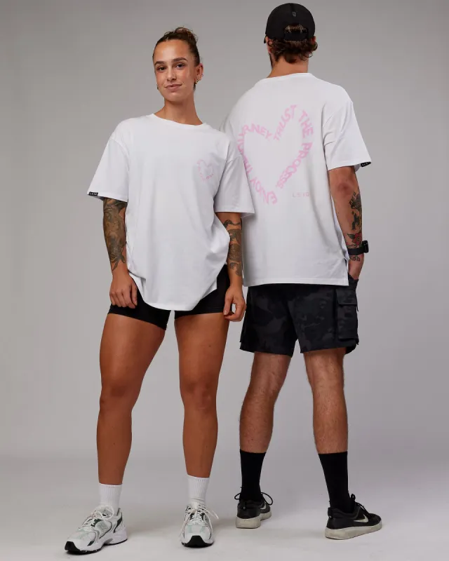 Unisex Love The Process FLXCotton Oversize Tee - White-Bubble Gum sold by LSKD