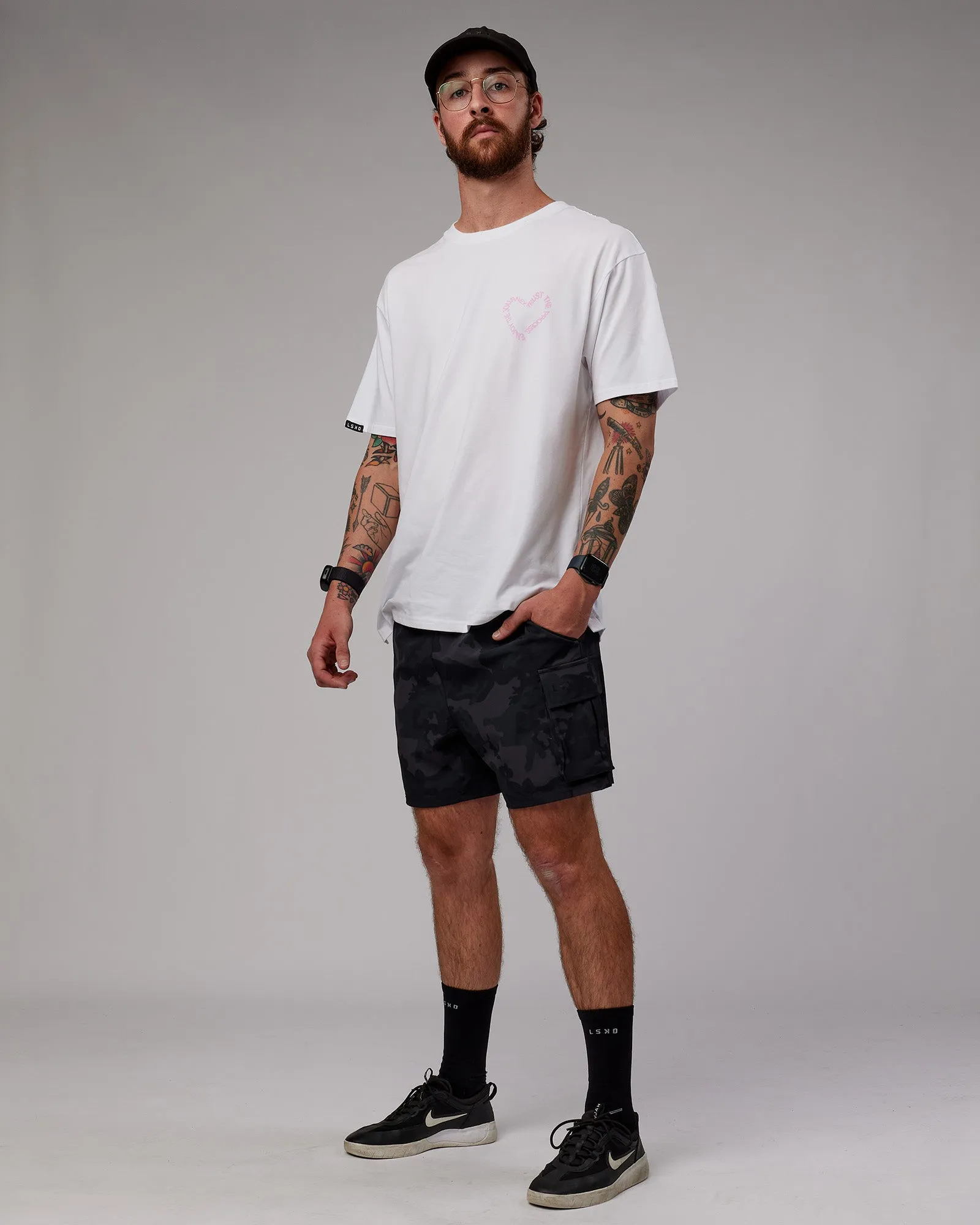 Unisex Love The Process FLXCotton Oversize Tee - White-Bubble Gum sold by LSKD product image thumbnail 5