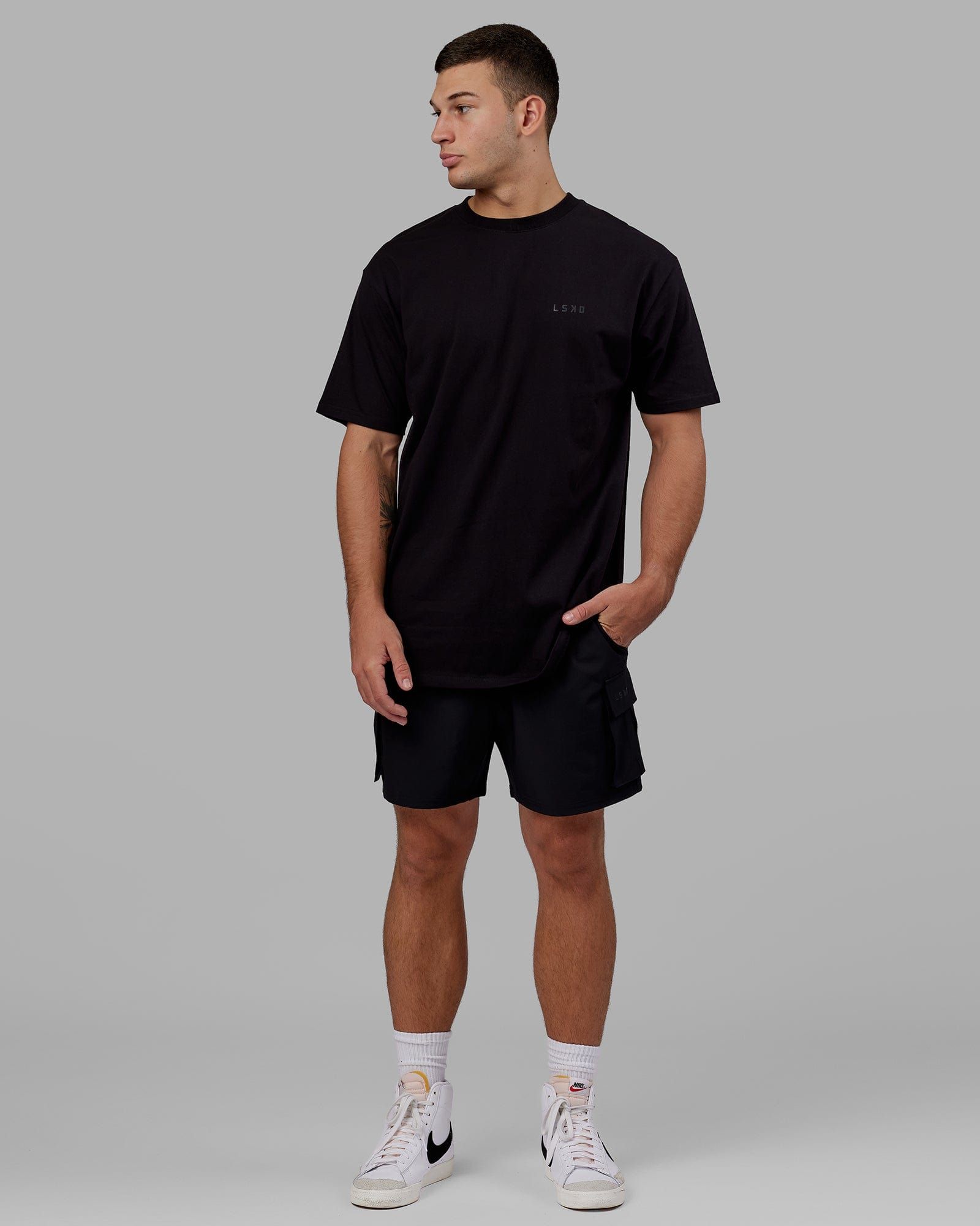 Endeavour Heavyweight Longline Tee Oversize - Triple Black sold by LSKD product image thumbnail 3