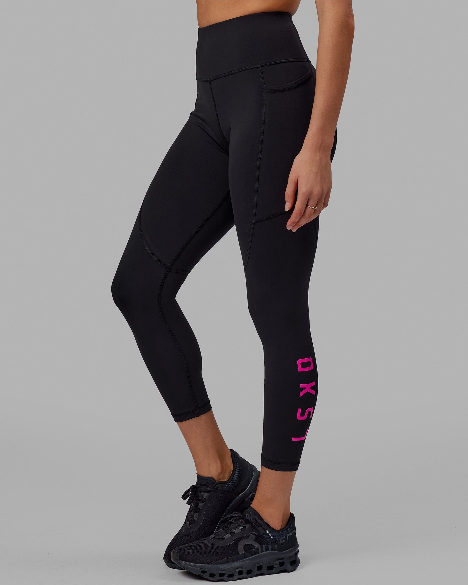 Rep 7/8 Length Tights - Black-Neon Magenta sold by LSKD product image thumbnail 3