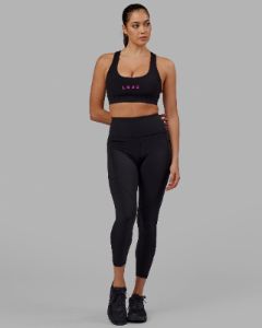 Rep 7/8 Length Tights - Black-Neon Magenta sold by LSKD