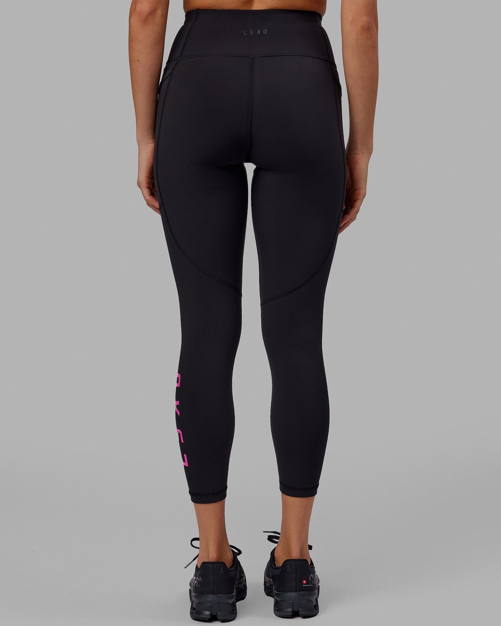 Rep 7/8 Length Tights - Black-Neon Magenta sold by LSKD product image thumbnail 4