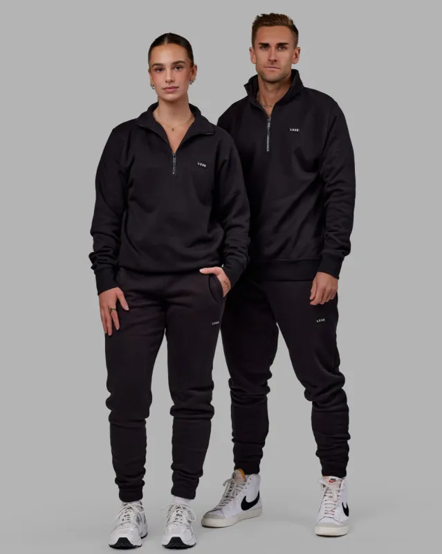 Unisex Fundamental 1/4 Zip Sweater - Black sold by LSKD