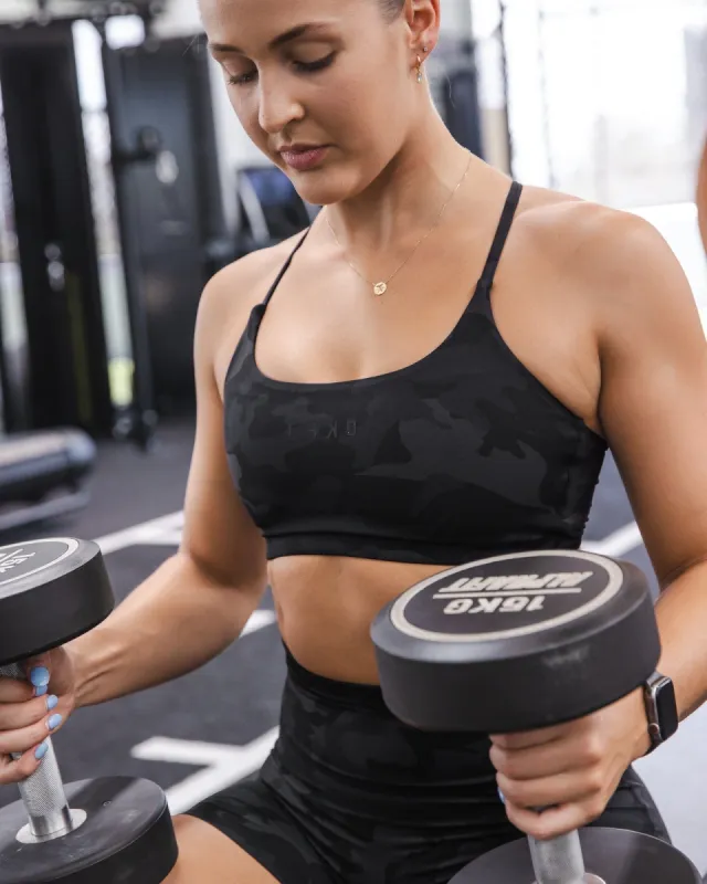 Twist Sports Bra - Black Camo sold by LSKD