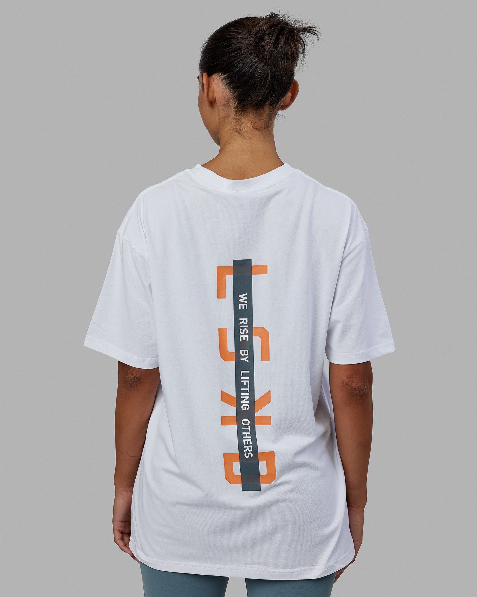 Unisex Strike Through FLXCotton Tee Oversize - White-Tangerine sold by LSKD product image thumbnail 4