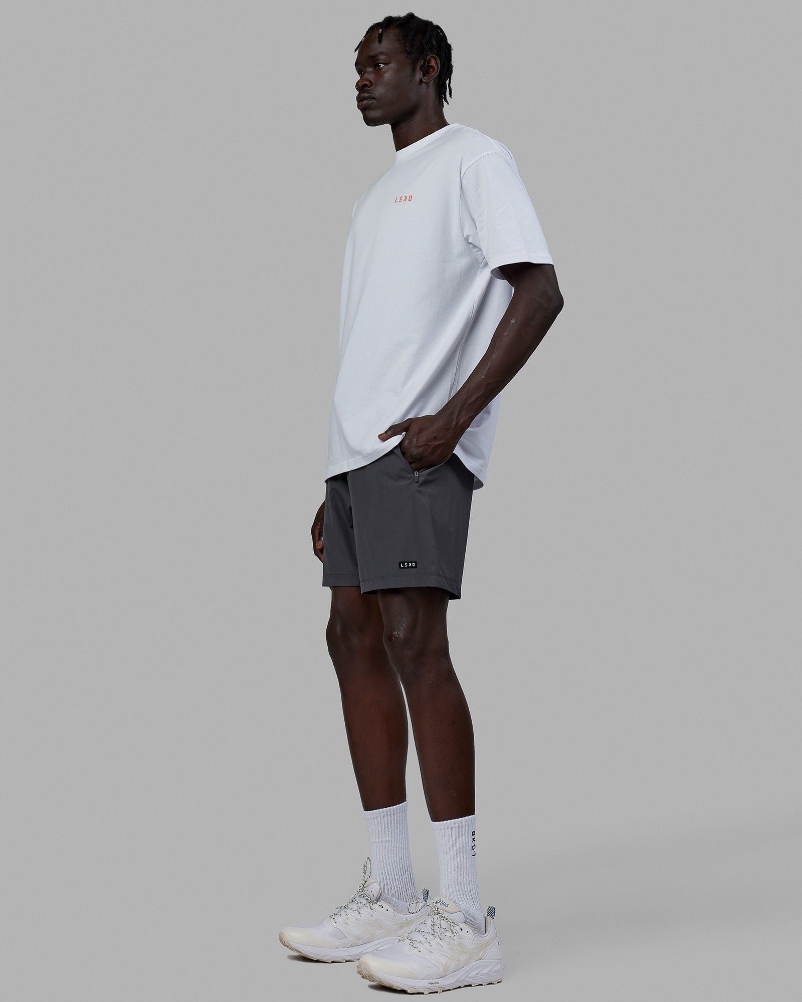 Unisex Strike Through FLXCotton Tee Oversize - White-Tangerine sold by LSKD product image thumbnail 5