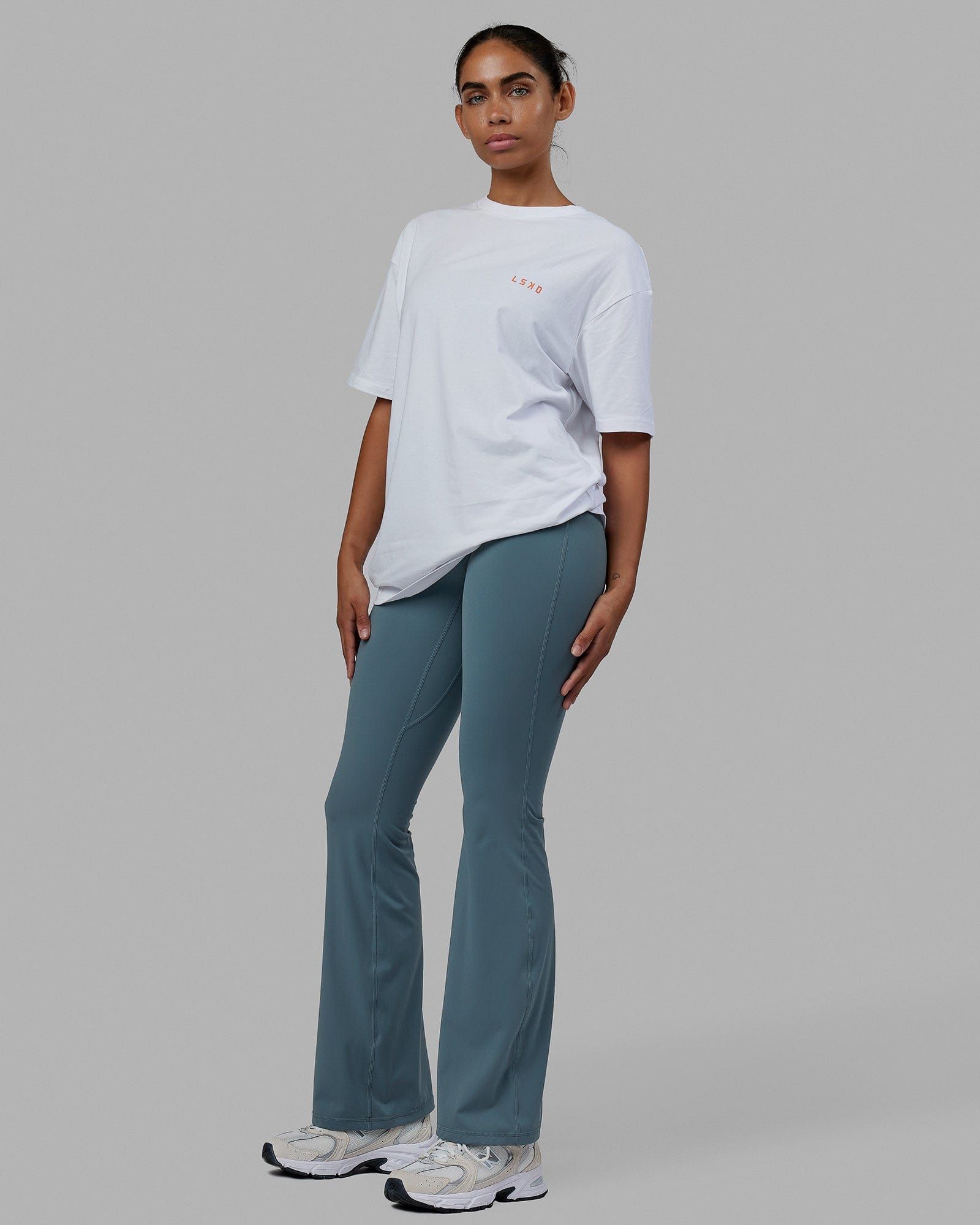 Unisex Strike Through FLXCotton Tee Oversize - White-Tangerine sold by LSKD product image thumbnail 3